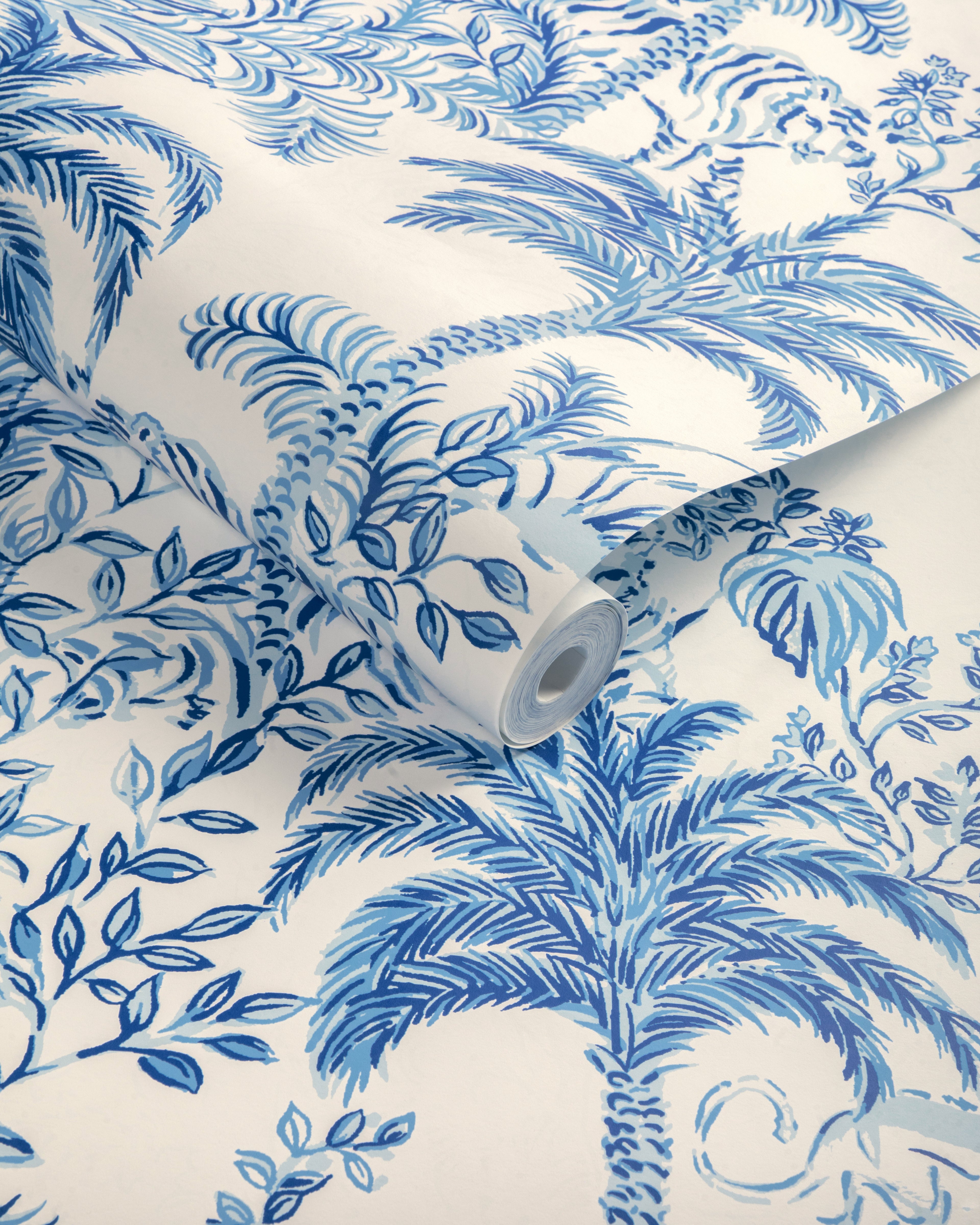 Tiger Queen Wallpaper in indigo color - pattern number P2025118.51.0 - by Lee Jofa in the Lilly Pulitzer III collection