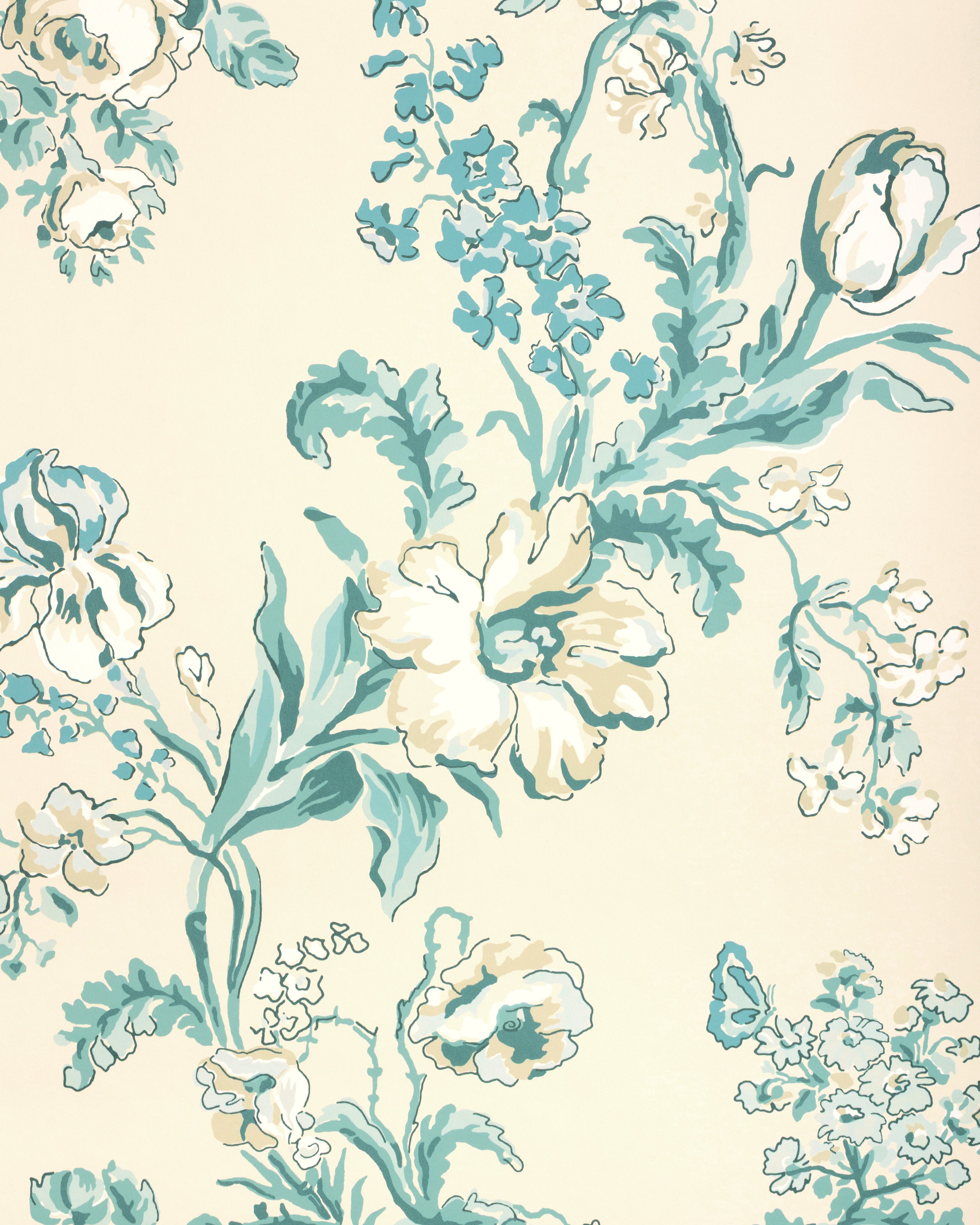 Maintenon Wallpaper in aqua color - pattern number P8025106.13.0 - by Kravet in the Jardin De Maclot collection