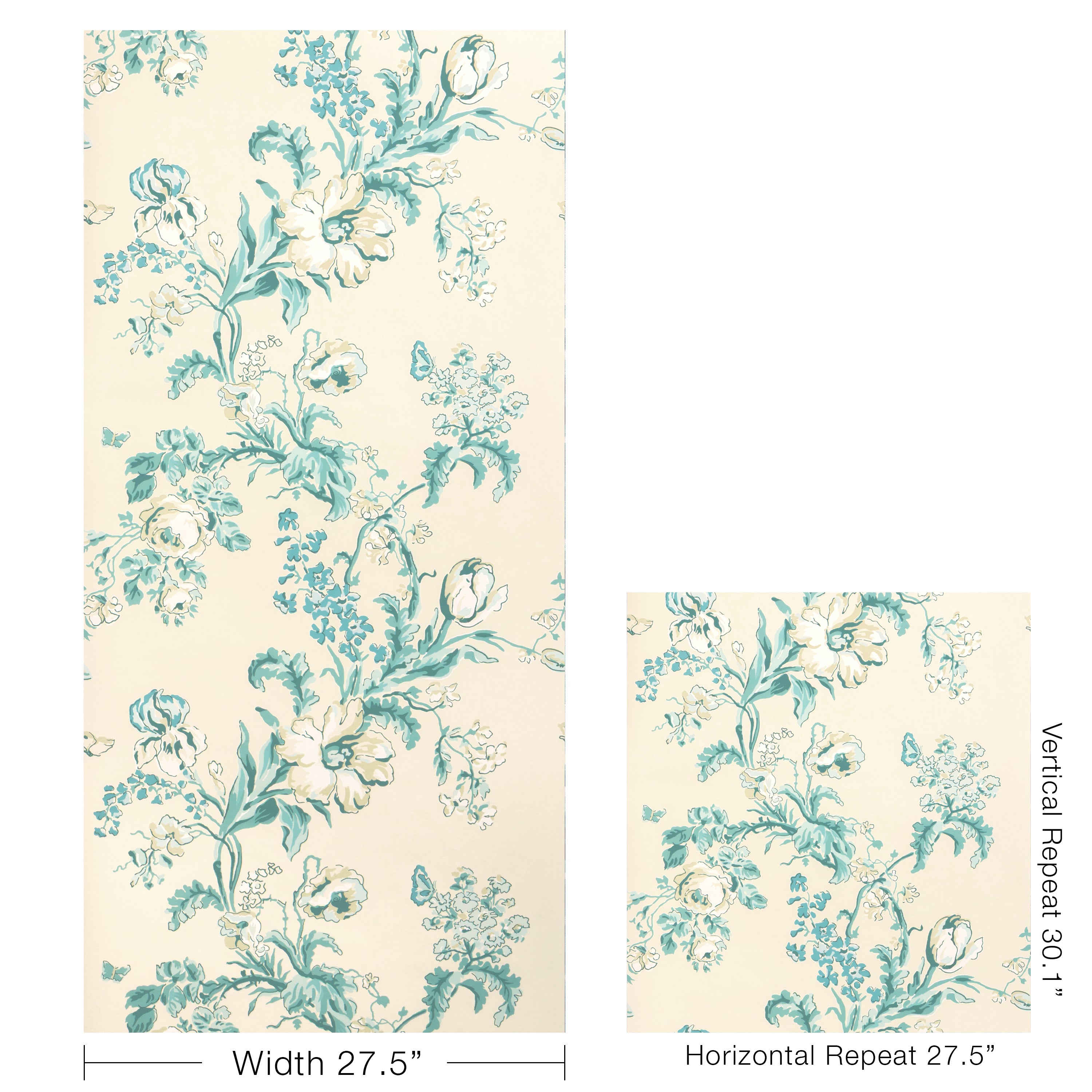 Maintenon Wallpaper in aqua color - pattern number P8025106.13.0 - by Brunschwig and Fils in the Jardin De Maclot collection
