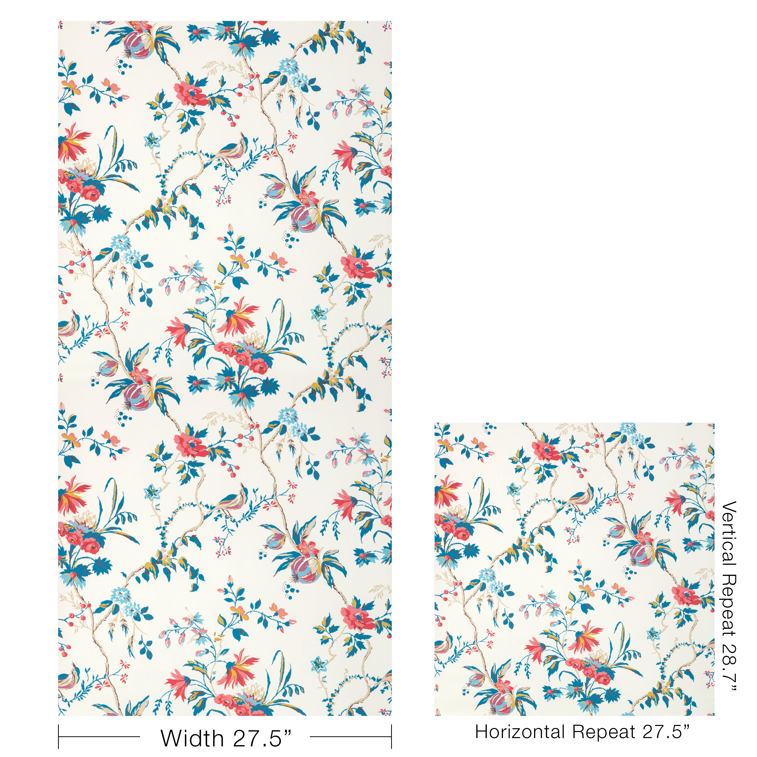 Locklin Wallpaper in red / blue color - pattern number P8025110.195.0 - by Kravet in the Jardin De Maclot collection