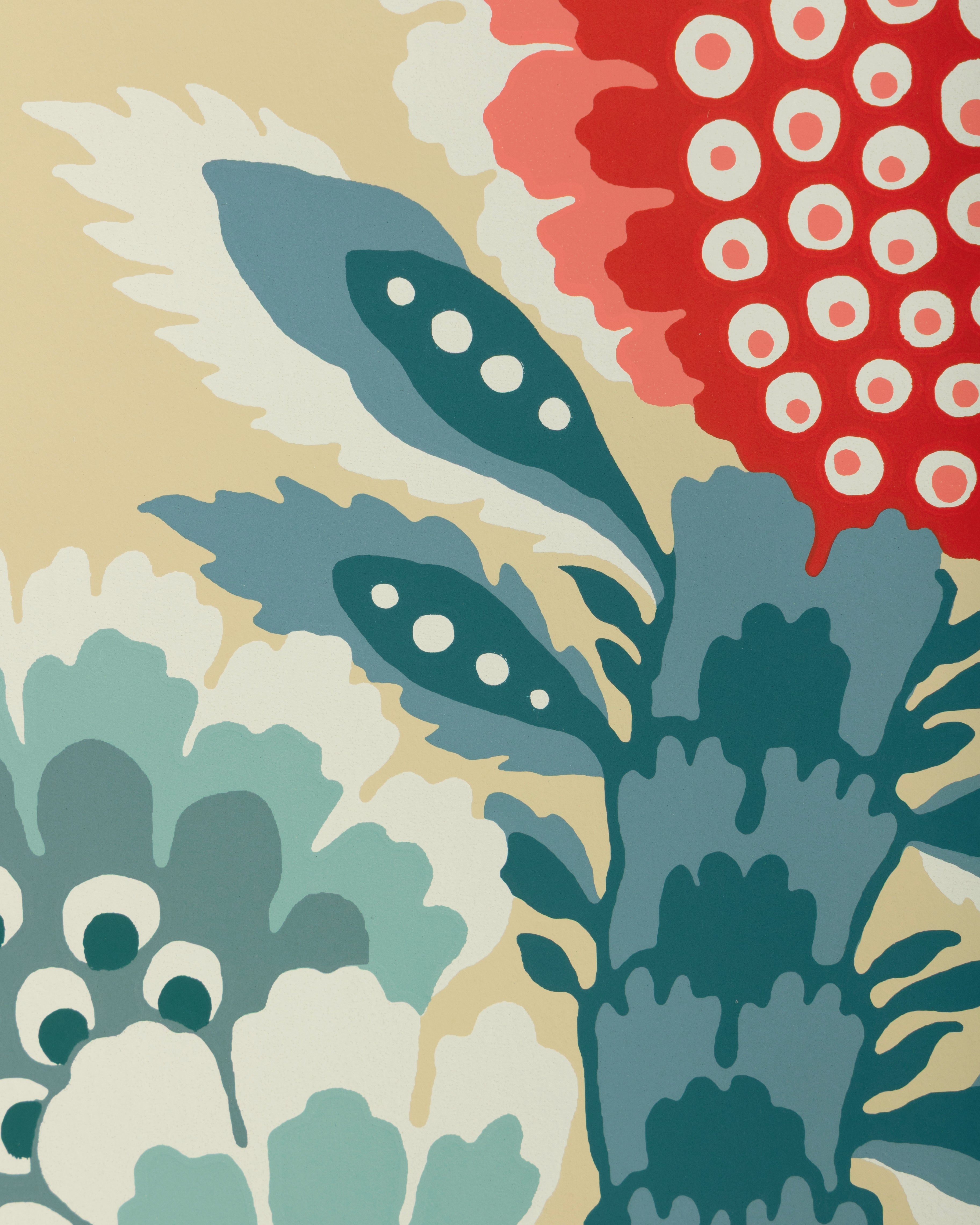 Kumaly Wallpaper in beige, red, blue color - pattern number P8025111.195.0 - by Kravet in the Jardin De Maclot collection