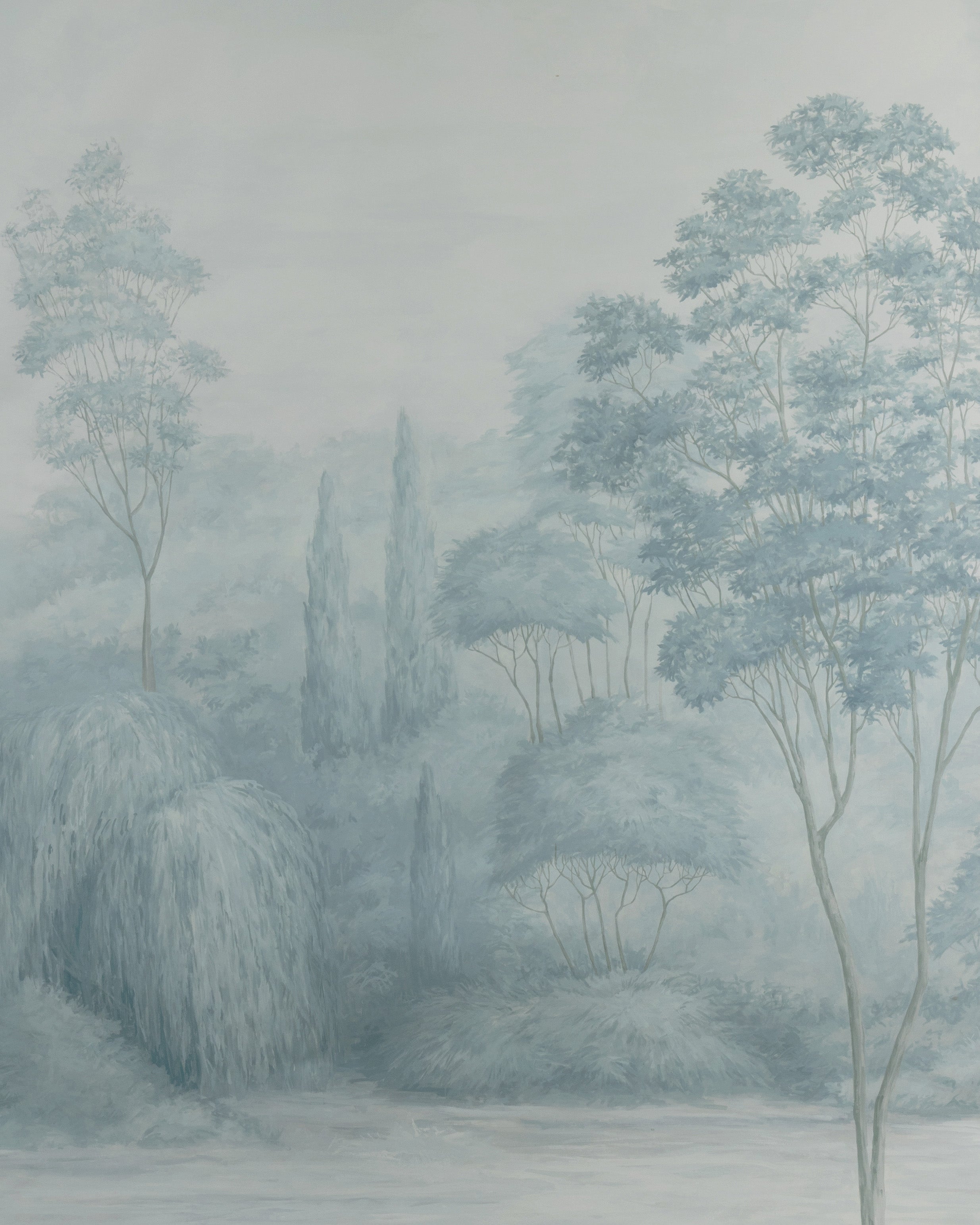 Arbres 3 Panel Mural in blue color - pattern number P8026105.511.0 - by Brunschwig and Fils in the Les Paysages Murals collection