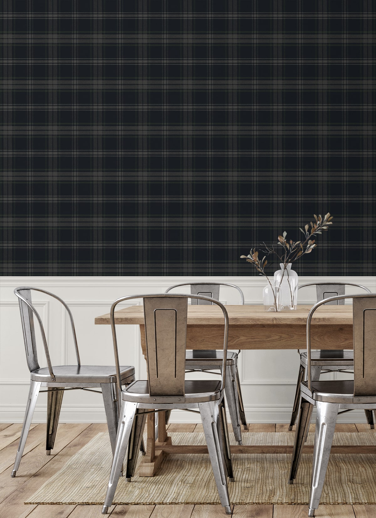 Dellabrooke Plaid wallpaper in dark blue and evergreen color - pattern number PR13402 - by Seabrook in the Seabrook Prepasted Wallpaper Assortment collection