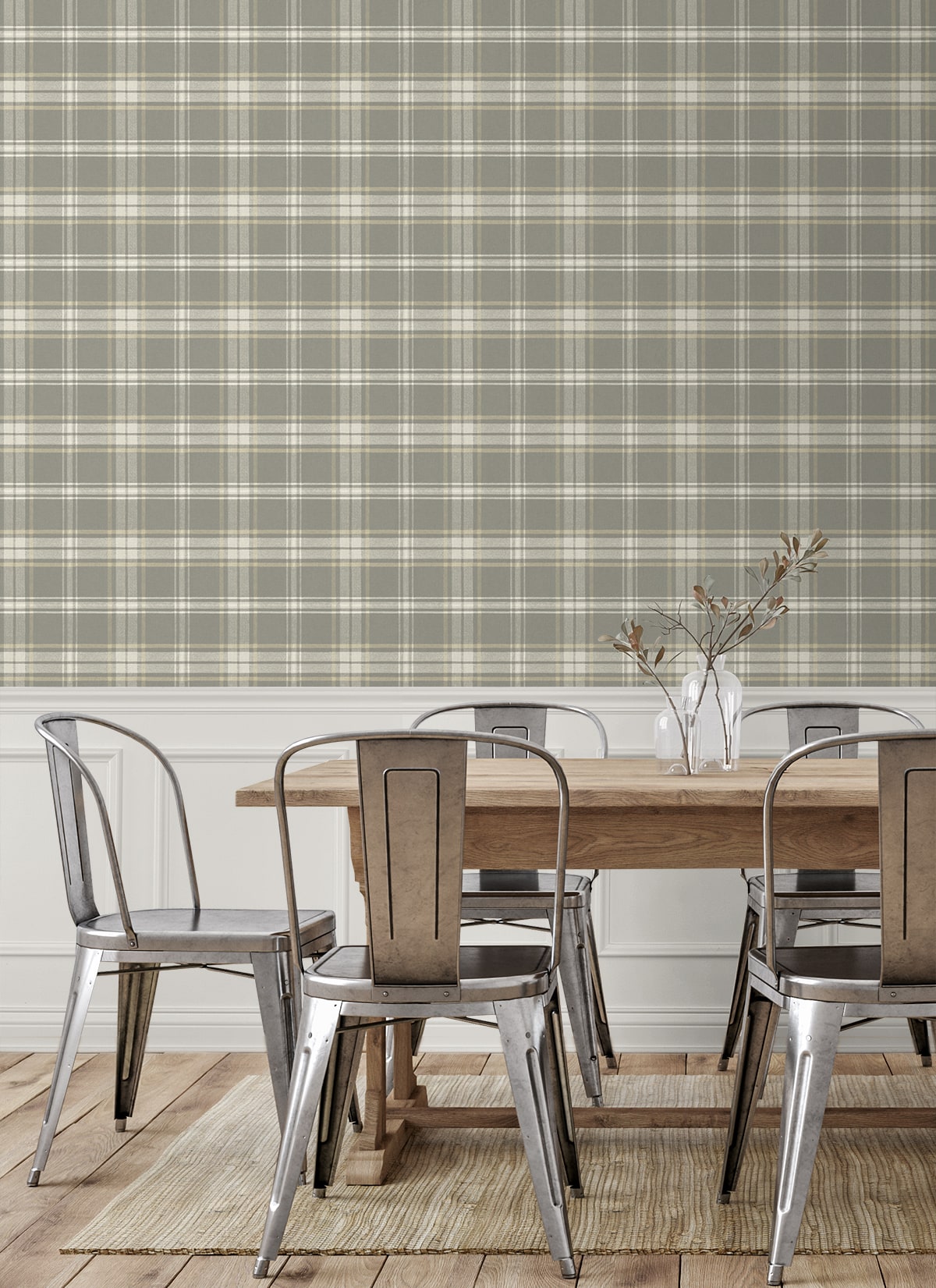 Dellabrooke Plaid wallpaper in daydream grey color - pattern number PR13408 - by Seabrook in the Seabrook Prepasted Wallpaper Assortment collection