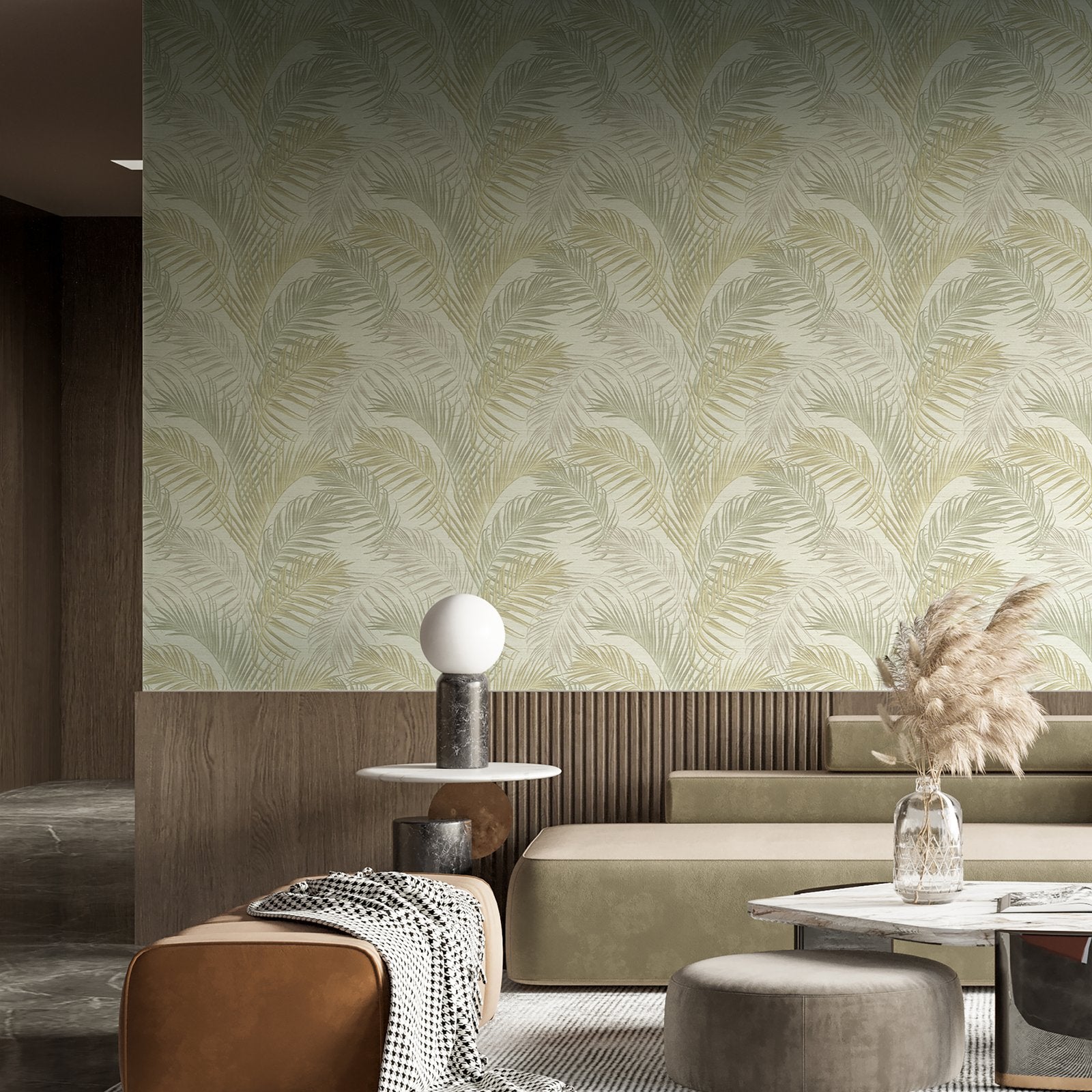 Tree Leaf wallpaper in green color - pattern number PS33315 - by Galerie in the Synergy collection