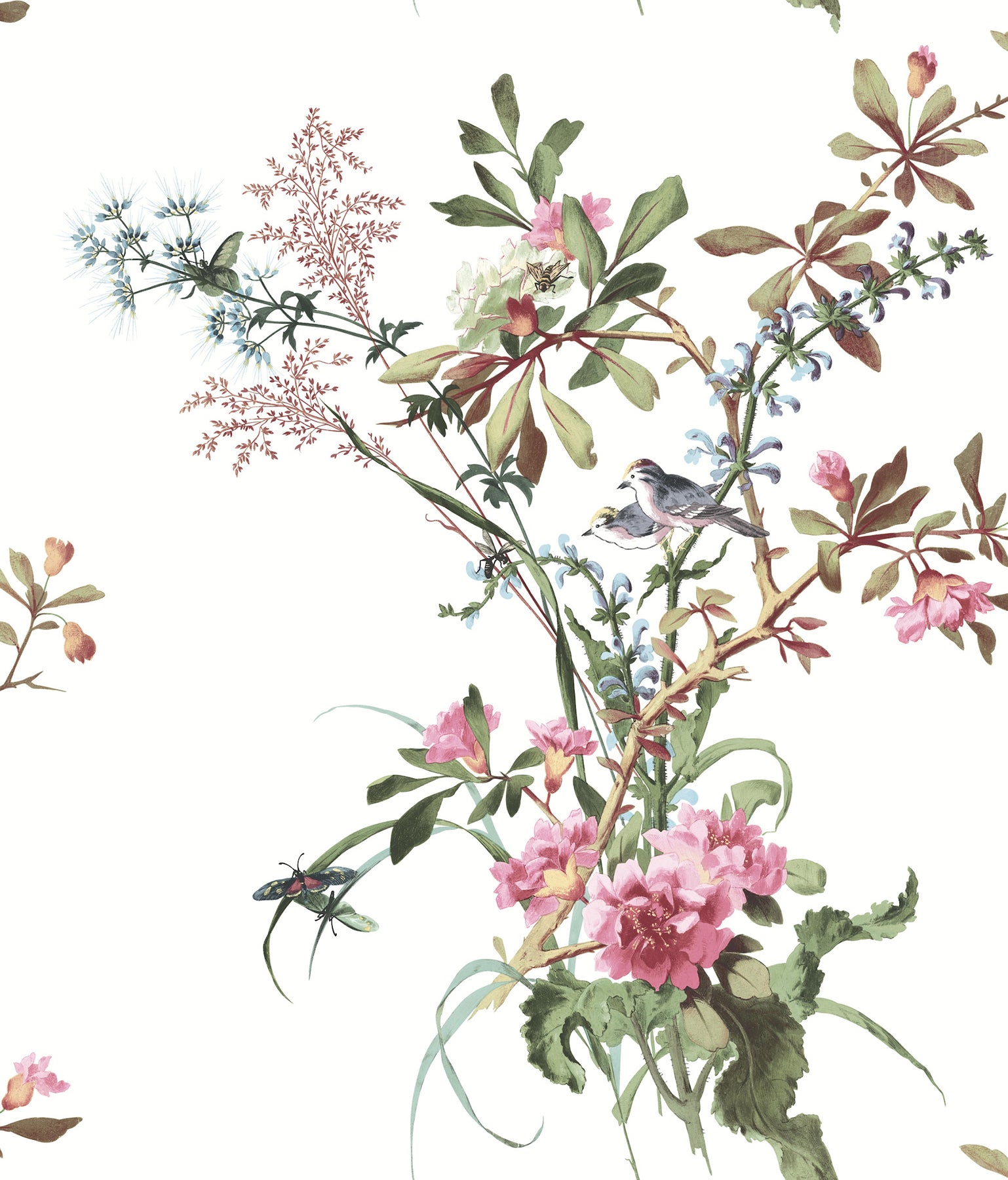 Wild Flowers Peel and Stick wallpaper in rose color - pattern number PSW1366RL - by York in the Vintage Florals Peel and Stick Wallpaper collection