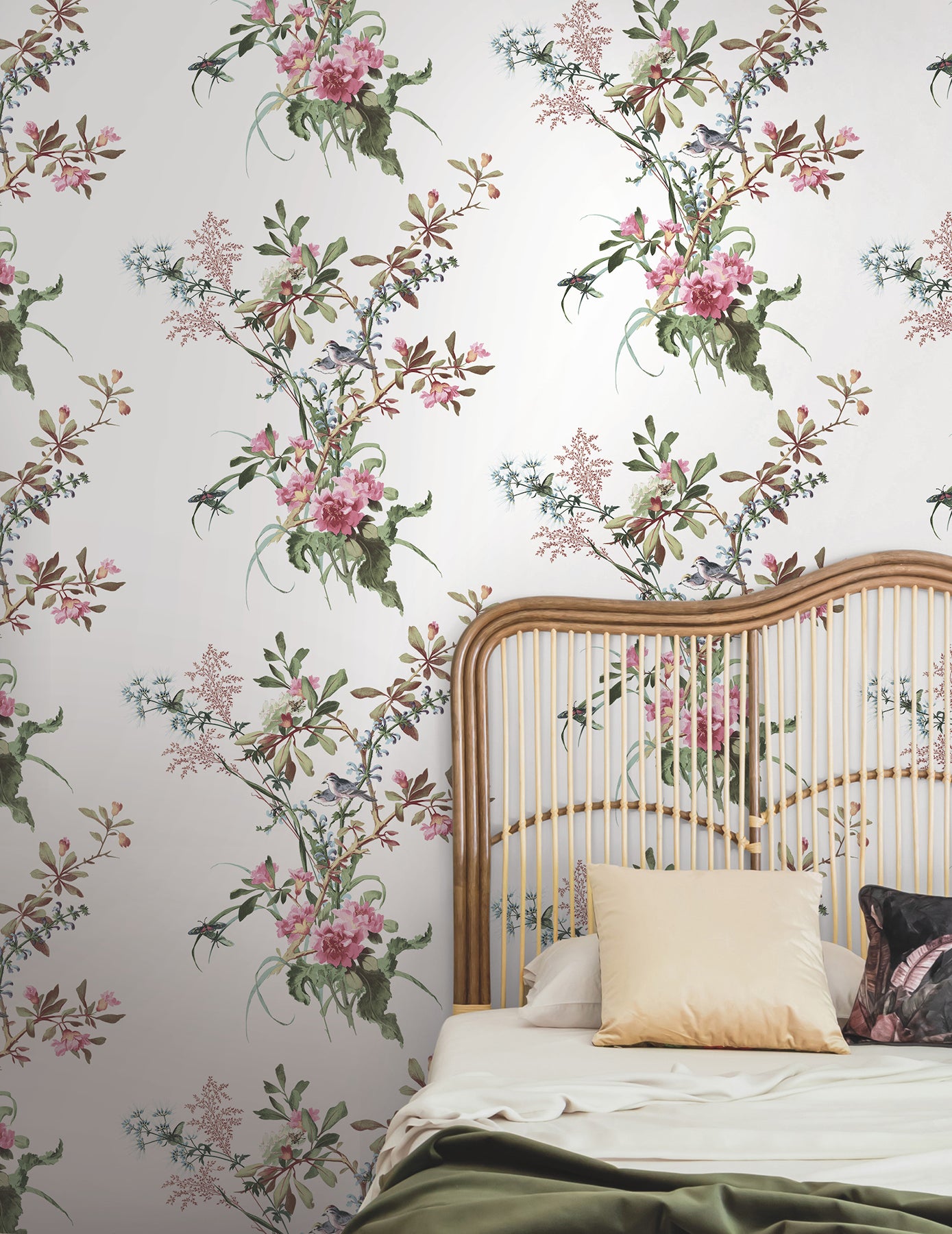 Wild Flowers Peel and Stick wallpaper in rose color - pattern number PSW1366RL - by York in the Vintage Florals Peel and Stick Wallpaper collection
