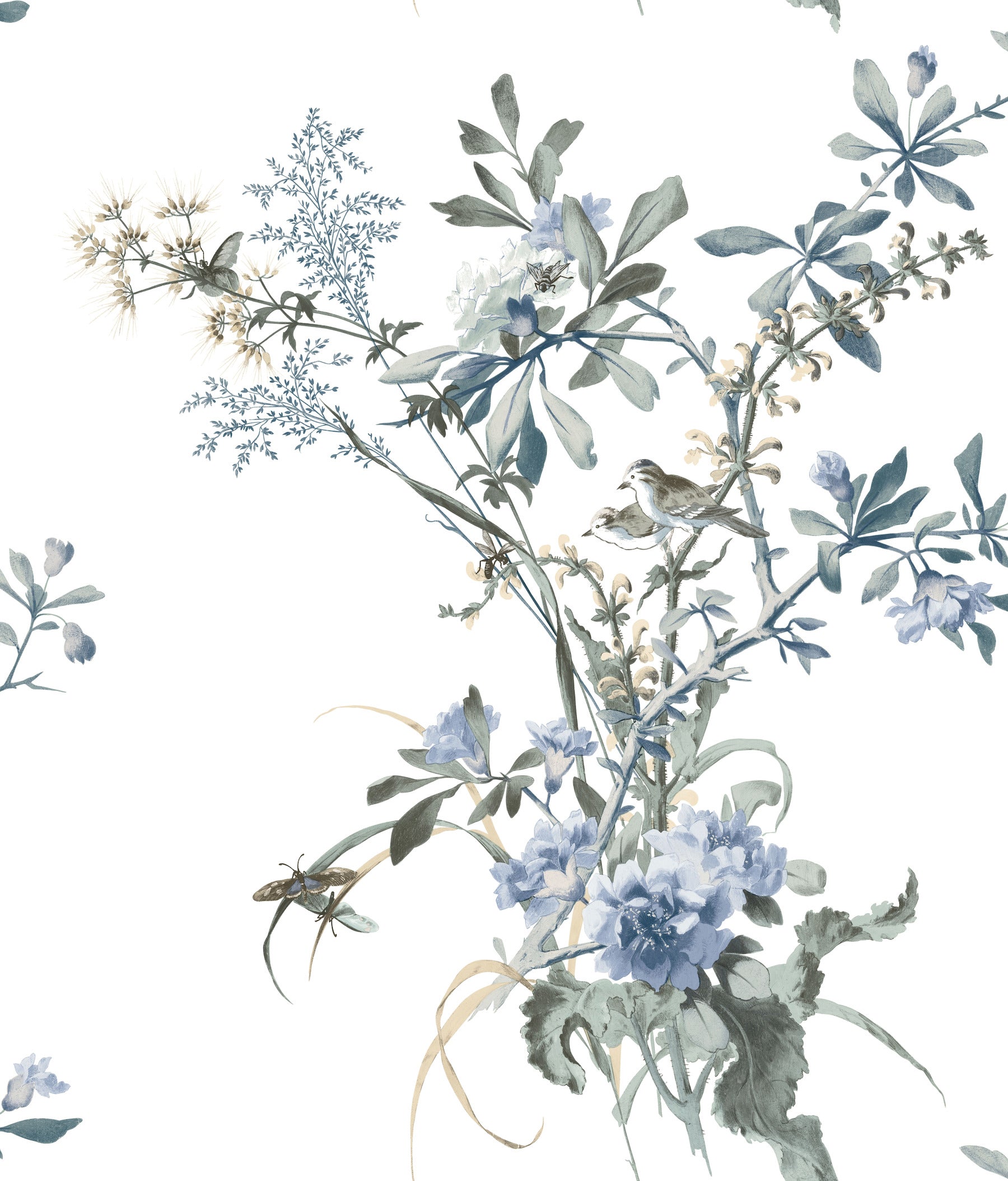 Wild Flowers Peel and Stick wallpaper in jade color - pattern number PSW1367RL - by York in the Vintage Florals Peel and Stick Wallpaper collection