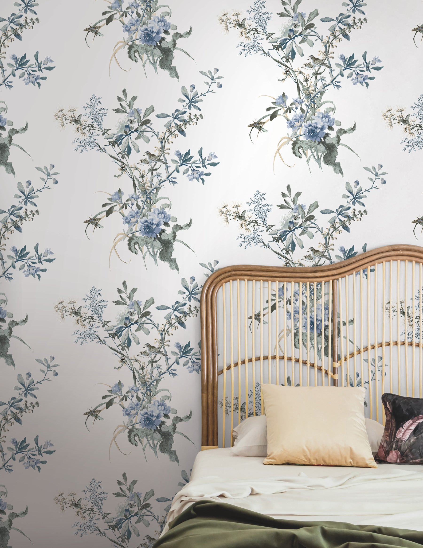 Wild Flowers Peel and Stick wallpaper in jade color - pattern number PSW1367RL - by York in the Vintage Florals Peel and Stick Wallpaper collection