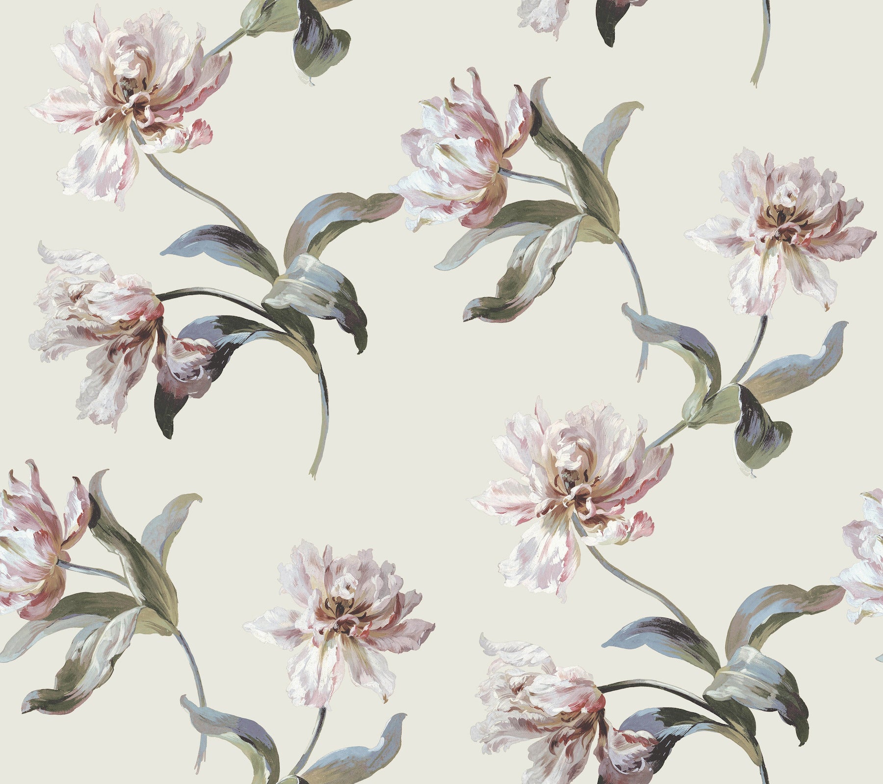 Large Parrot Tulip Peel and Stick wallpaper in neutral color - pattern number PSW1373RL - by York in the Vintage Florals Peel and Stick Wallpaper collection