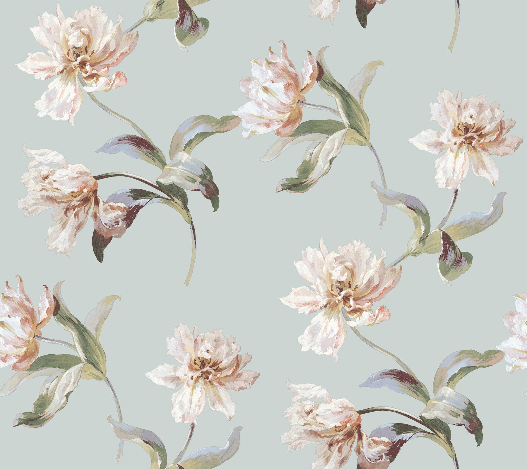 Large Parrot Tulip Peel and Stick wallpaper in white color - pattern number PSW1374RL - by York in the Vintage Florals Peel and Stick Wallpaper collection