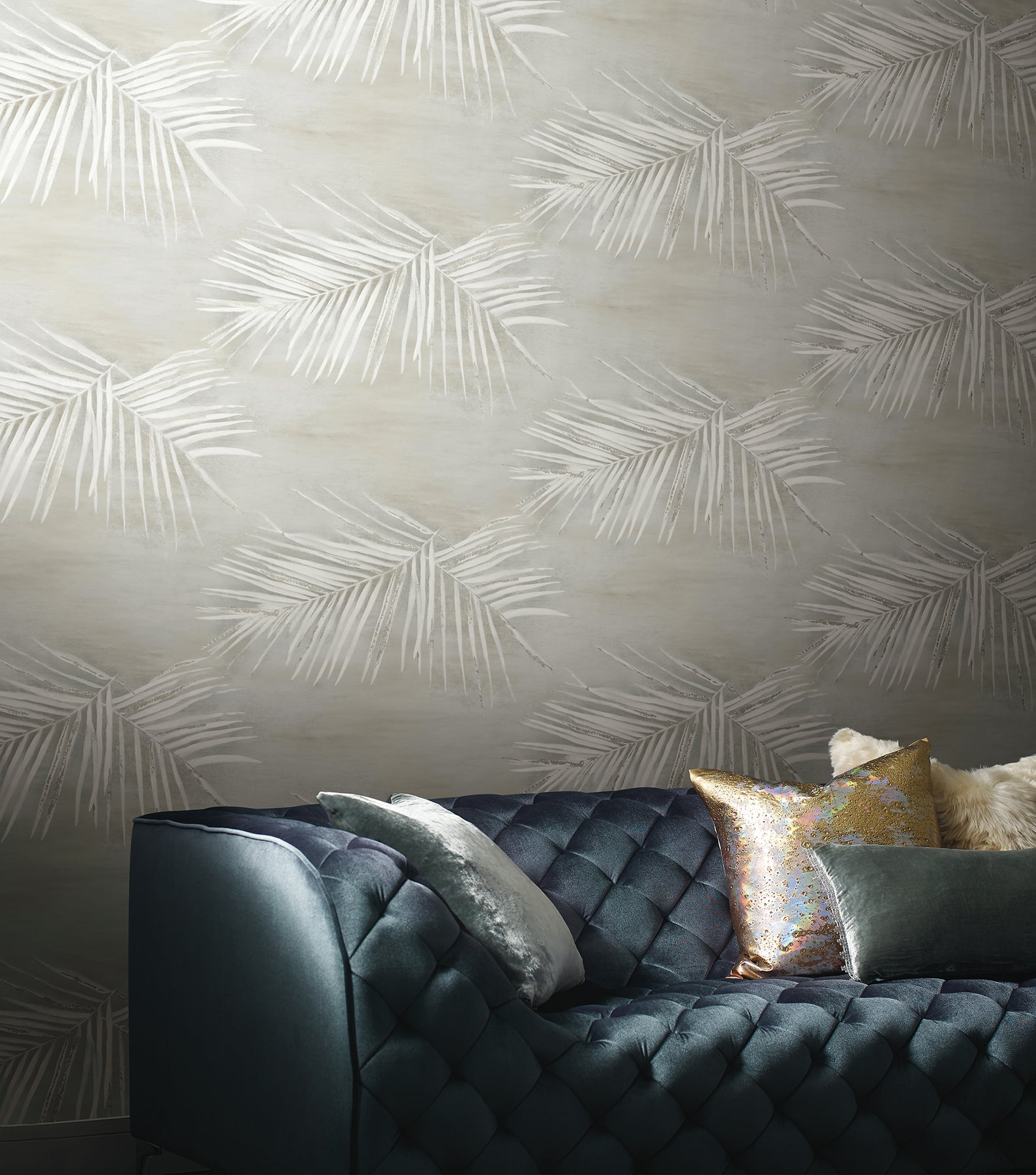 Endless Summer Peel and Stick wallpaper in grey metallic color - pattern number PSW1556RL - by York in the Aviva Stanoff Peel and Stick Wallpaper collection