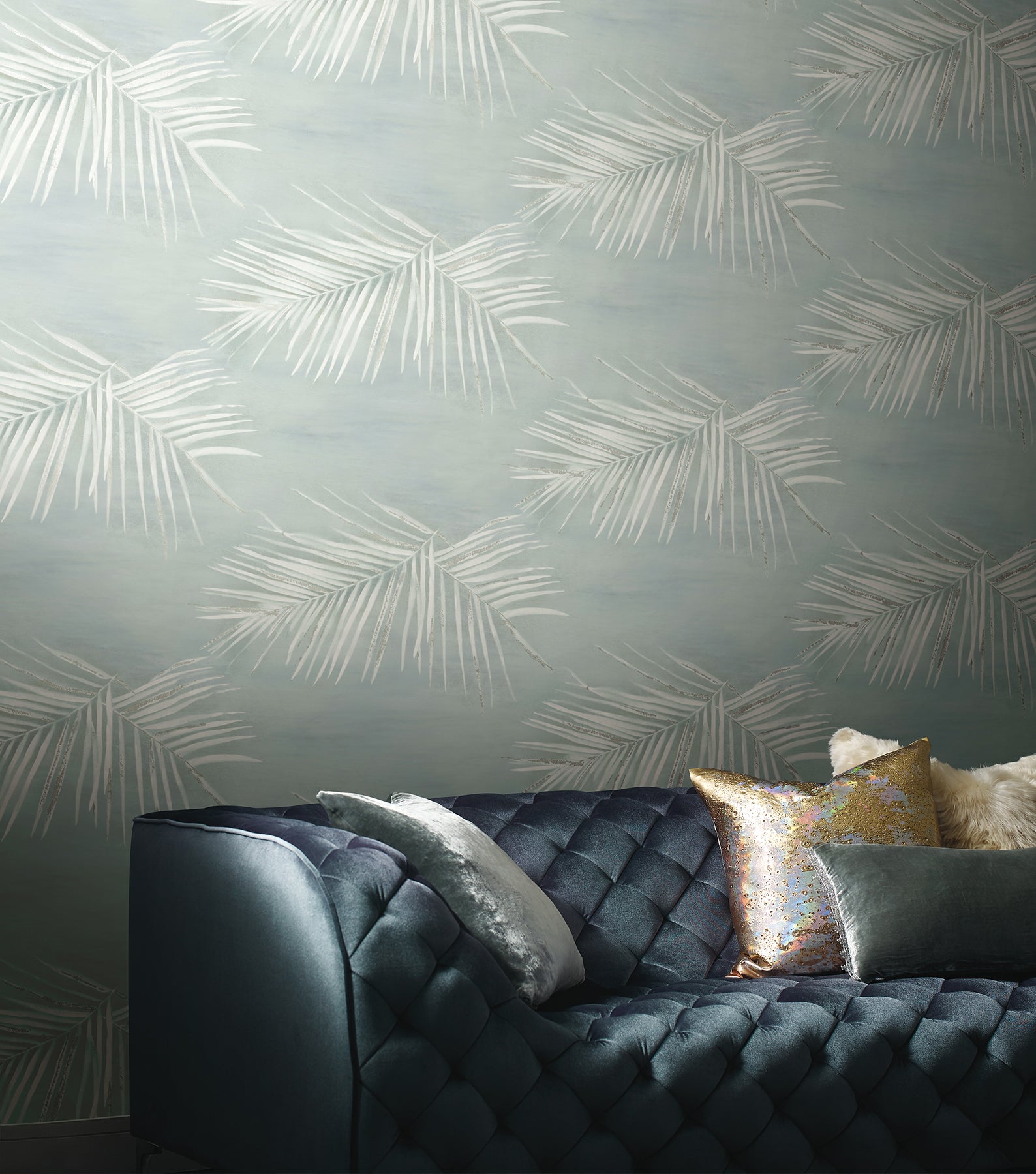 Endless Summer Peel and Stick wallpaper in jade metallic color - pattern number PSW1557RL - by York in the Aviva Stanoff Peel and Stick Wallpaper collection
