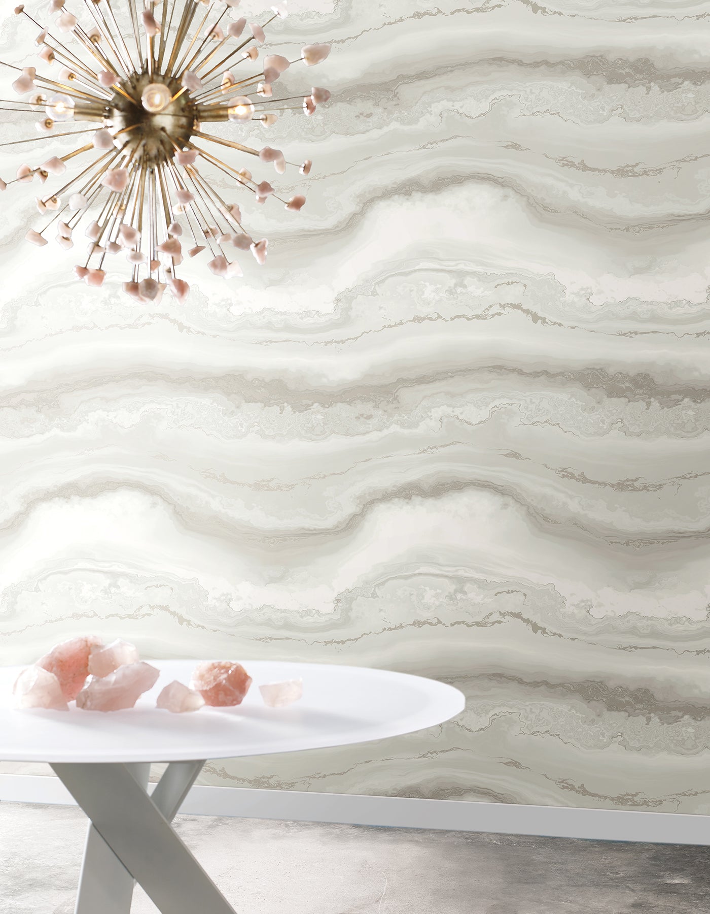 Shifting Sands Peel and Stick wallpaper in salt grey metallic color - pattern number PSW1558RL - by York in the Aviva Stanoff Peel and Stick Wallpaper collection