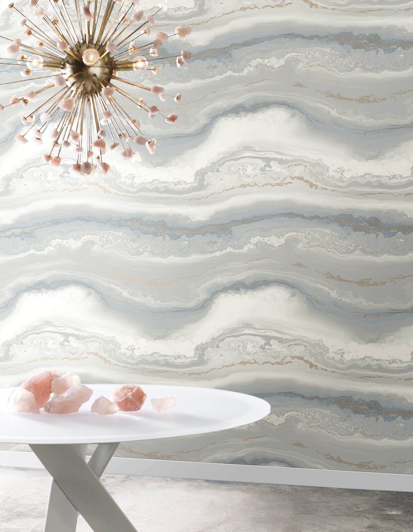 Shifting Sands Peel and Stick wallpaper in slate blue metallic color - pattern number PSW1559RL - by York in the Aviva Stanoff Peel and Stick Wallpaper collection