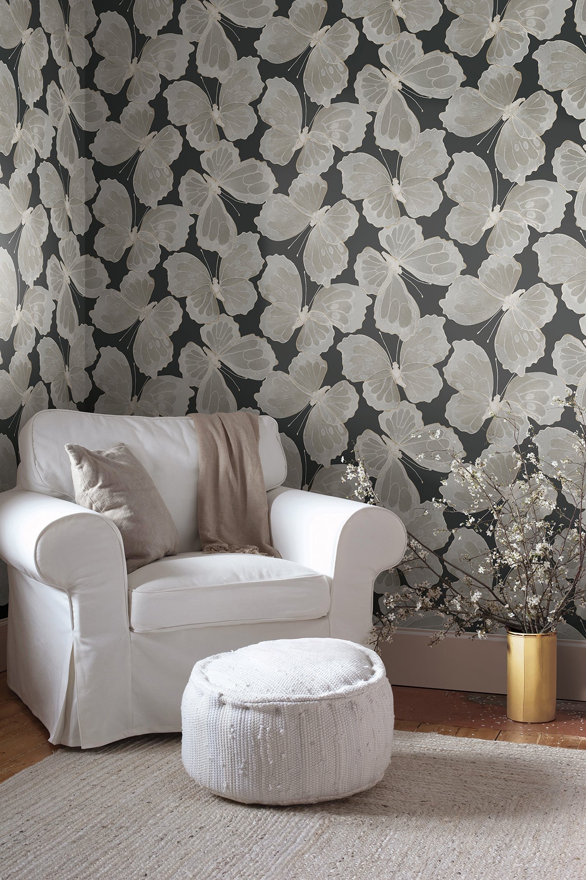 Monarch Peel and Stick wallpaper in onyx metallic color - pattern number PSW1565RL - by York in the Aviva Stanoff Peel and Stick Wallpaper collection
