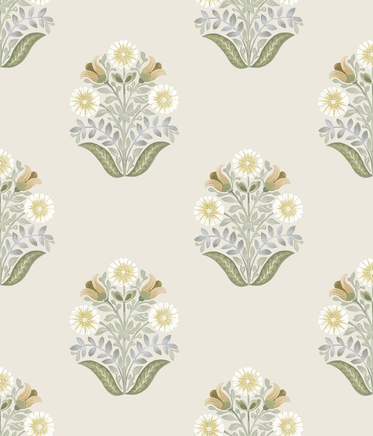 Sophie Floral Medallion Peel and Stick wallpaper in sage color - pattern number PSW1575RL - by York in the Mirth Studio Peel and Stick Wallpaper collection