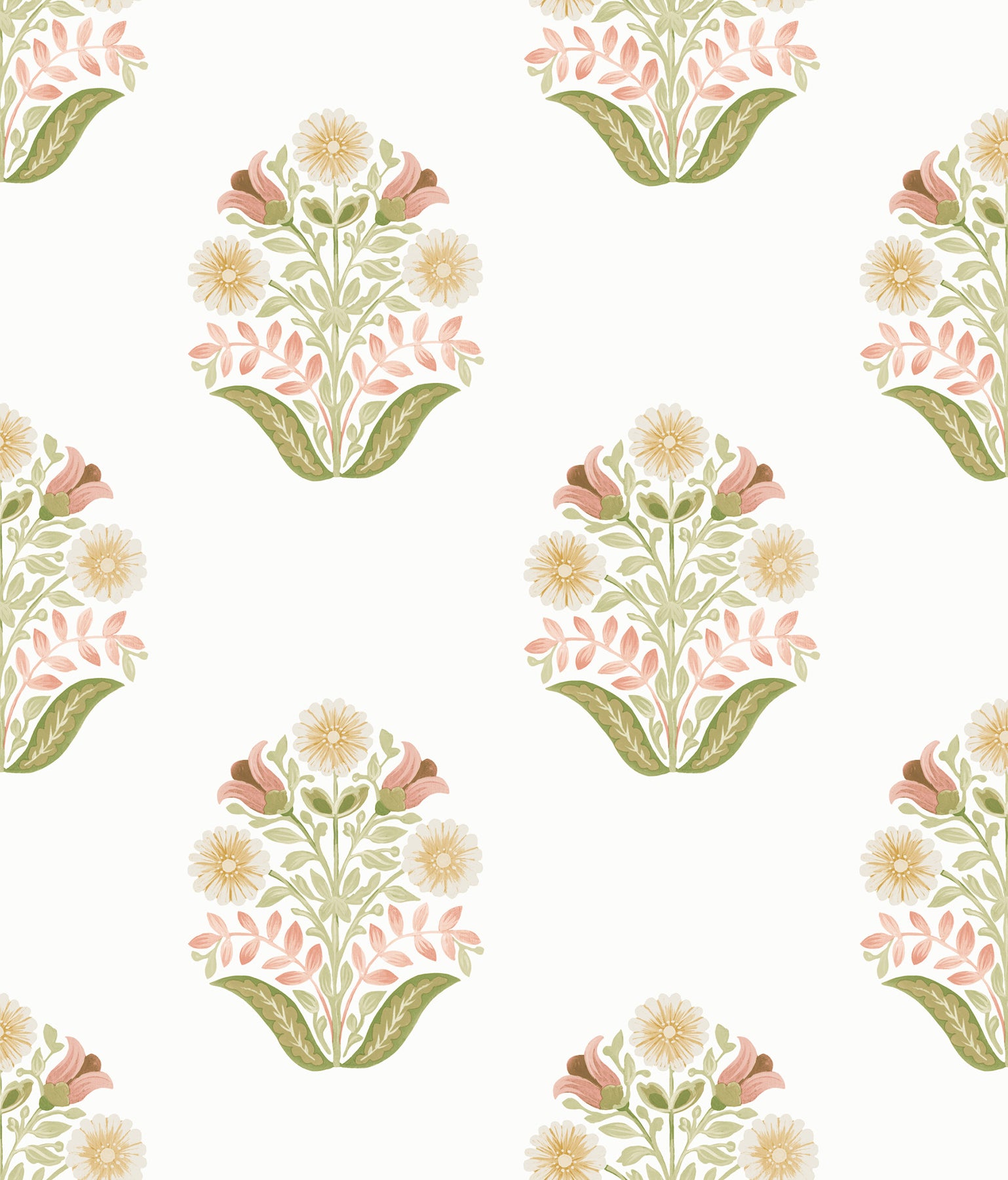 Sophie Floral Medallion Peel and Stick wallpaper in pink color - pattern number PSW1577RL - by York in the Mirth Studio Peel and Stick Wallpaper collection