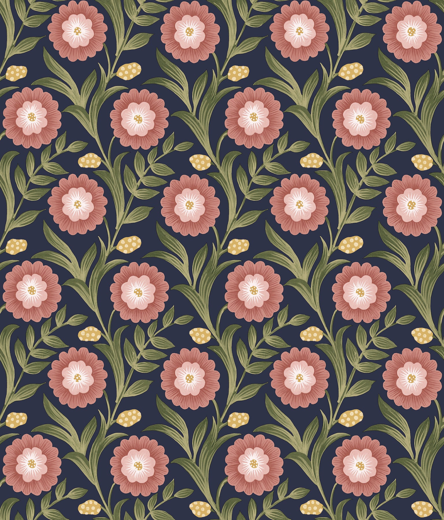 Lillian Floral Vine Peel and Stick wallpaper in blue color - pattern number PSW1580RL - by York in the Mirth Studio Peel and Stick Wallpaper collection