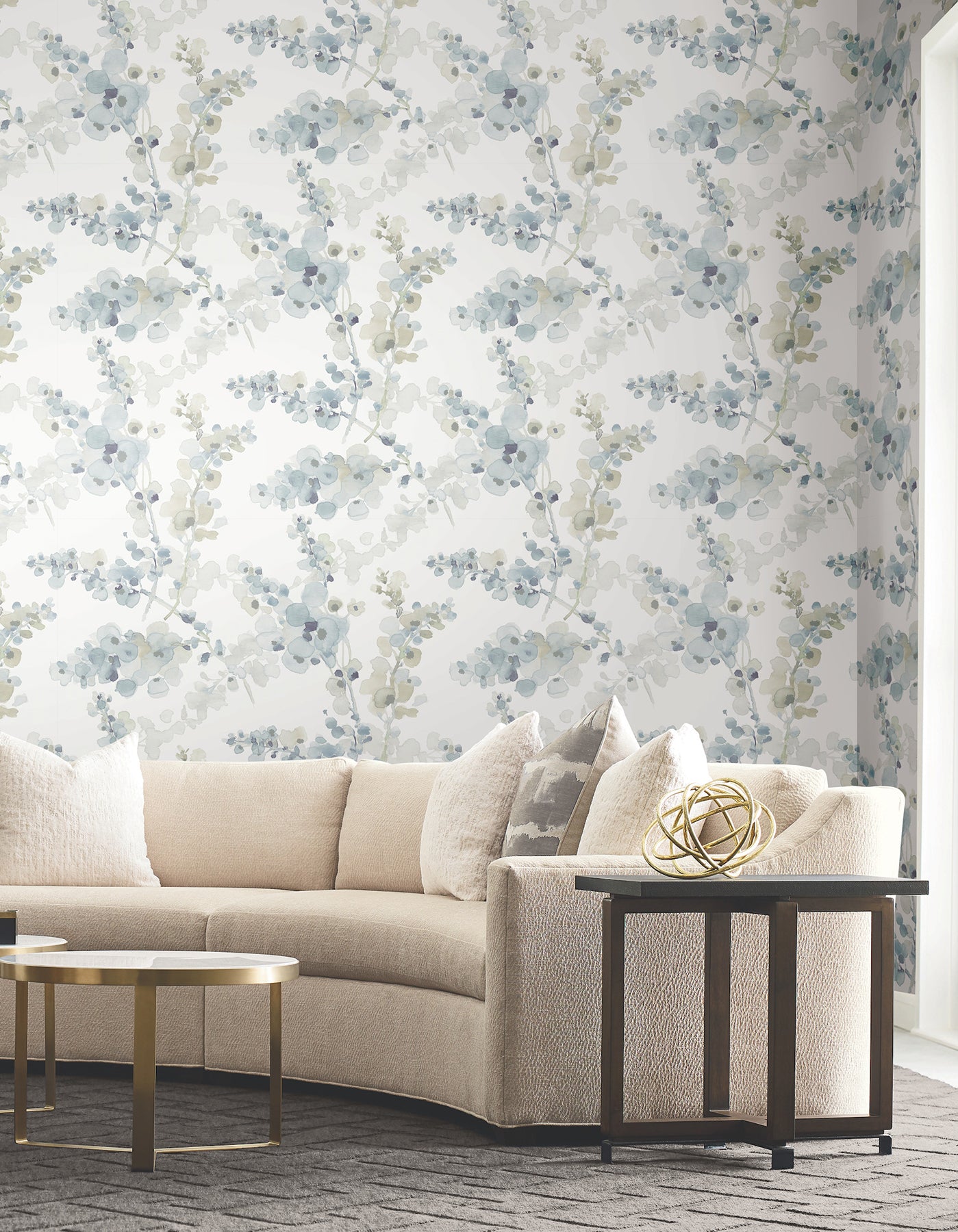 Blossom Fling Peel and Stick wallpaper in blue color - pattern number PSW1602RL - by Candice Olson in the Simply Candice 2 Peel and Stick Wallpaper collection