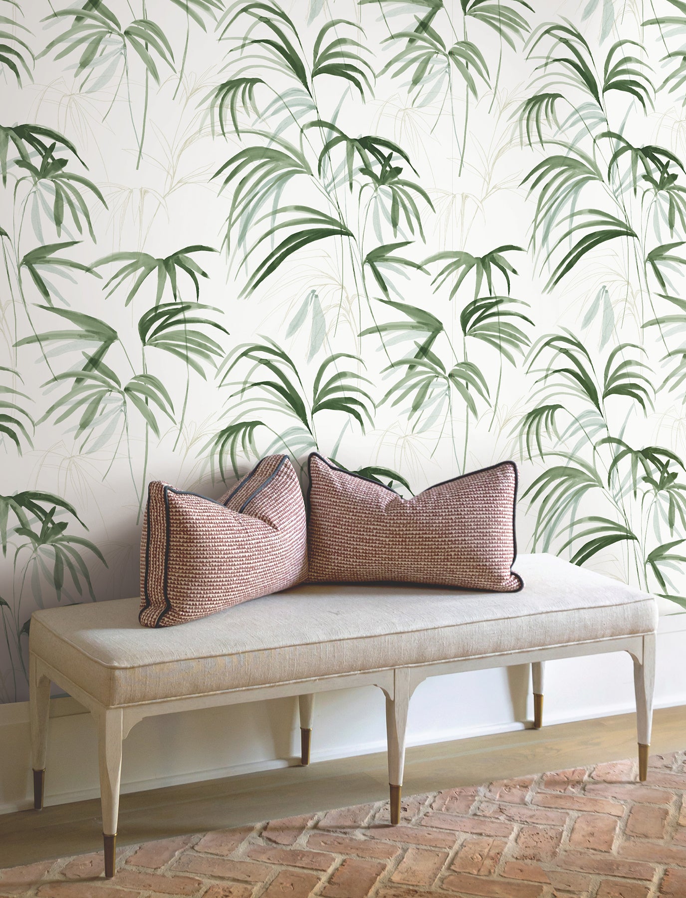 Inky Palms Peel and Stick wallpaper in green color - pattern number PSW1609RL - by Candice Olson in the Simply Candice 2 Peel and Stick Wallpaper collection