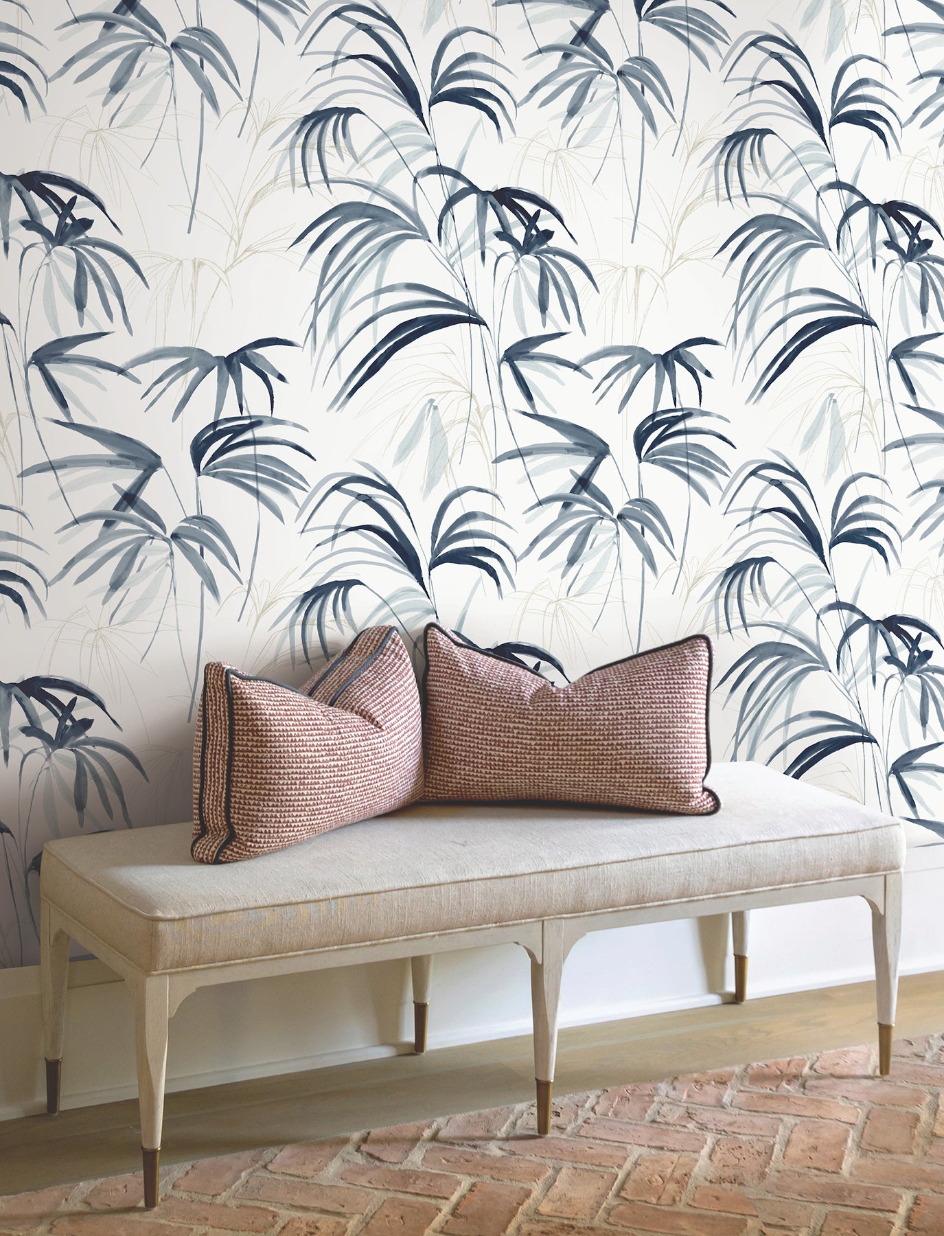 Inky Palms Peel and Stick wallpaper in blue color - pattern number PSW1610RL - by Candice Olson in the Simply Candice 2 Peel and Stick Wallpaper collection