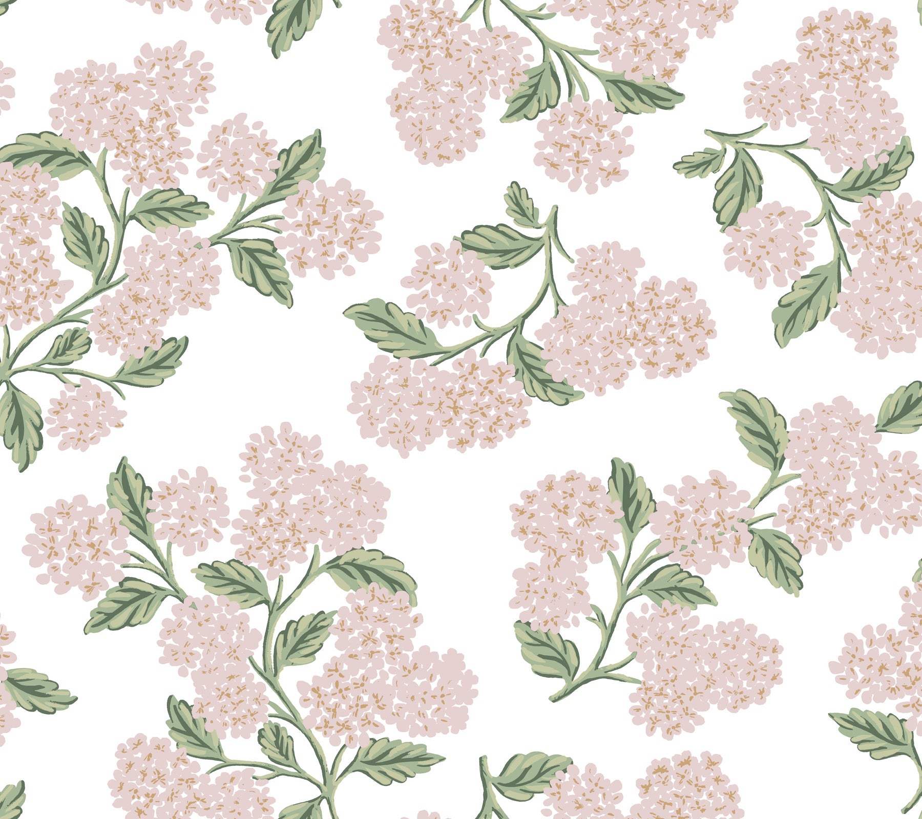 Hydrangea Peel and Stick wallpaper in pink & white metallic color - pattern number PSW1620RL - by Rifle Paper Co in the Rifle Paper Co Fourth Edition Peel and Stick Wallpaper collection