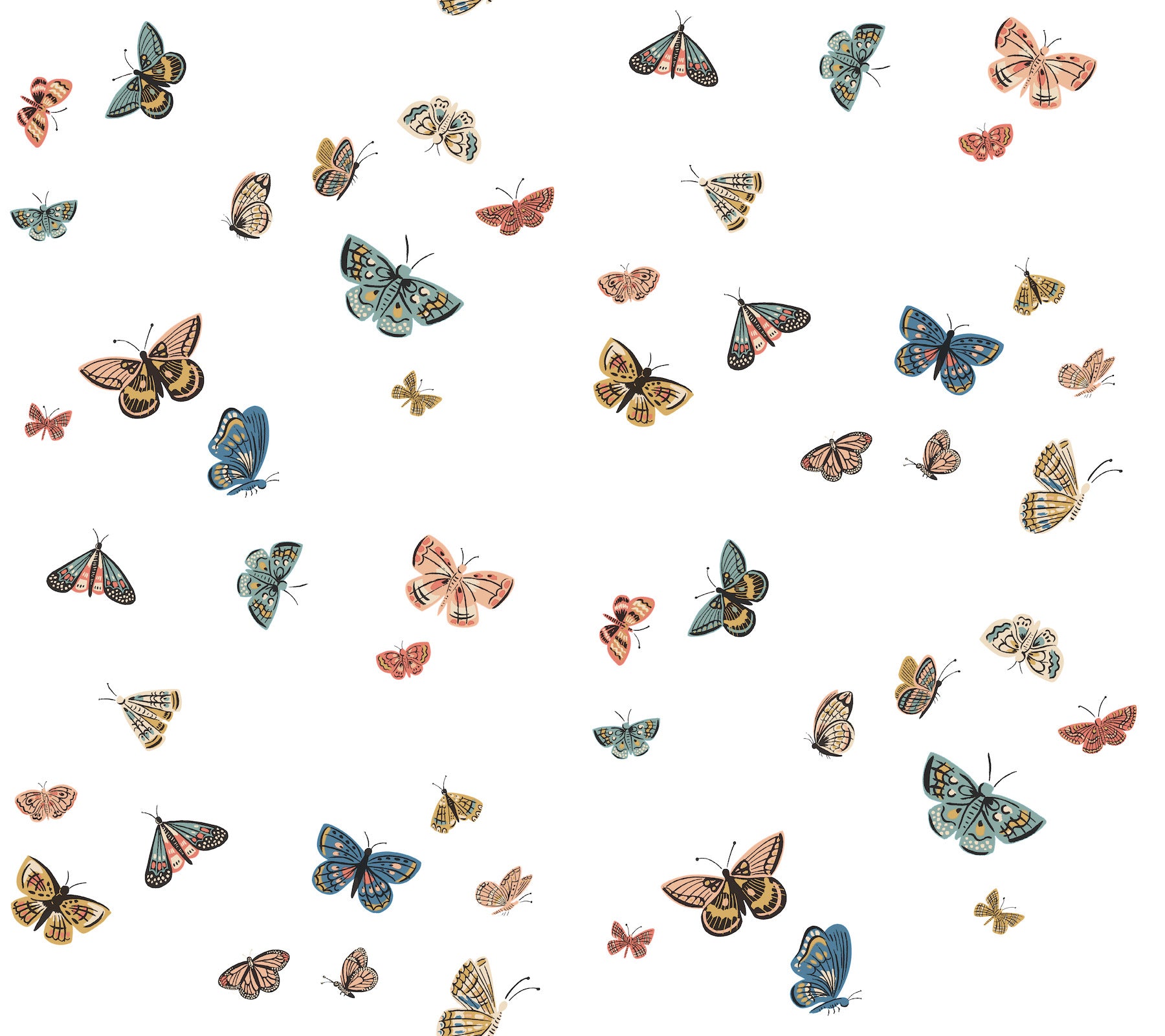 Butterfly House Peel and Stick wallpaper in white color - pattern number PSW1632RL - by Rifle Paper Co in the Rifle Paper Co Fourth Edition Peel and Stick Wallpaper collection