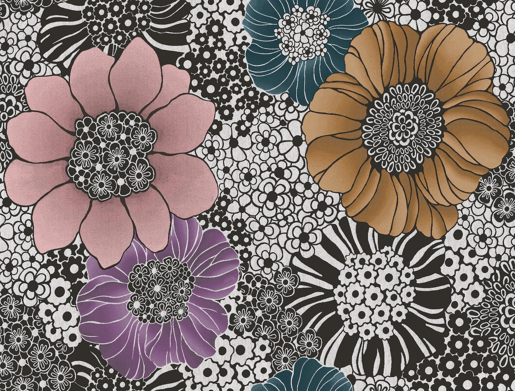 Anemones Peel and Stick wallpaper in black color - pattern number PSW1638RL - by York in the Missoni Peel and Stick Wallpaper collection
