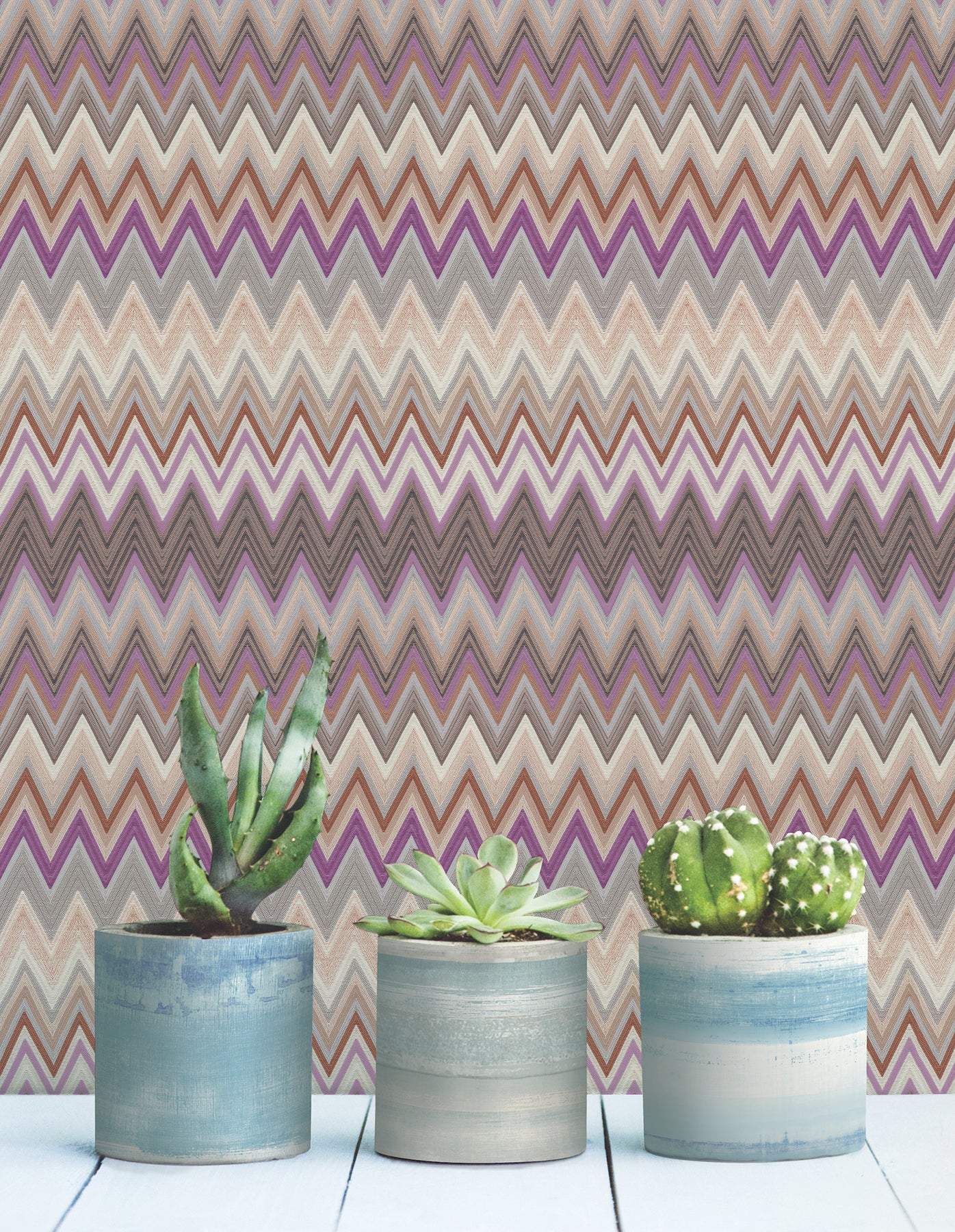Zig Zag Peel and Stick wallpaper in purple color - pattern number PSW1641RL - by York in the Missoni Peel and Stick Wallpaper collection