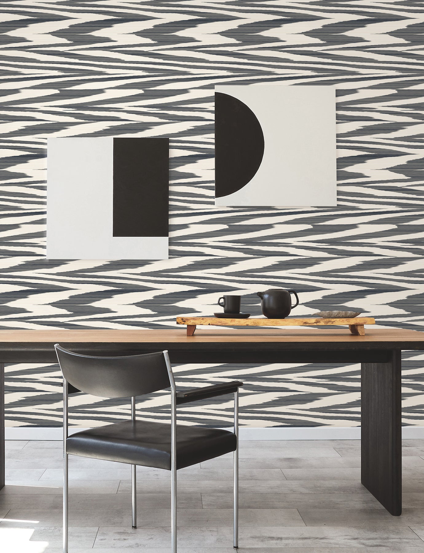 Flamed Zig Zag Peel and Stick wallpaper in black color - pattern number PSW1645RL - by York in the Missoni Peel and Stick Wallpaper collection