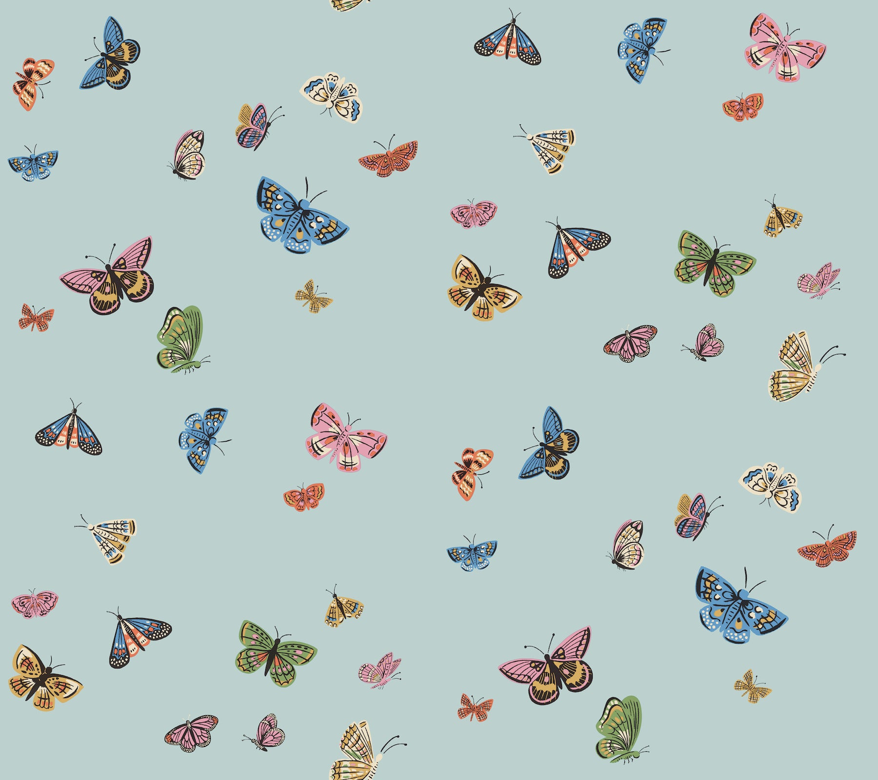 Butterfly House Peel and Stick wallpaper in light blue color - pattern number PSW1650RL - by Rifle Paper Co in the Rifle Paper Co Fourth Edition Peel and Stick Wallpaper collection
