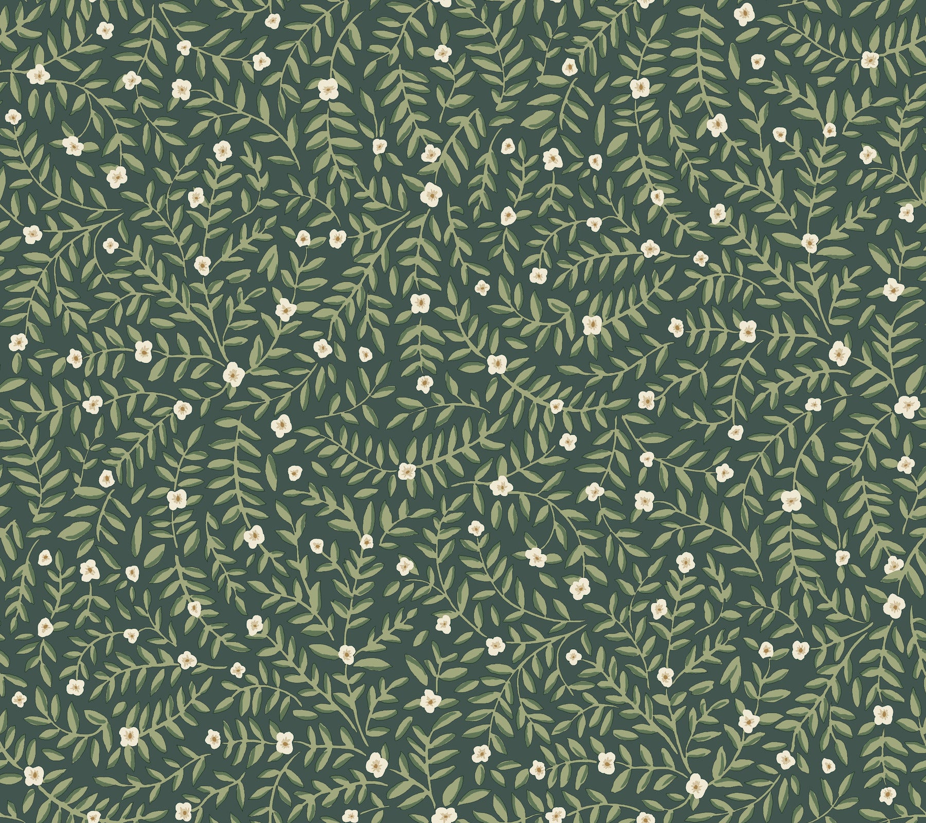 Elodie Petite Floral Peel and Stick wallpaper in evergreen metallic color - pattern number PSW1674RL - by Rifle Paper Co in the Rifle Paper Co Fifth Edition Peel and Stick Wallpaper collection