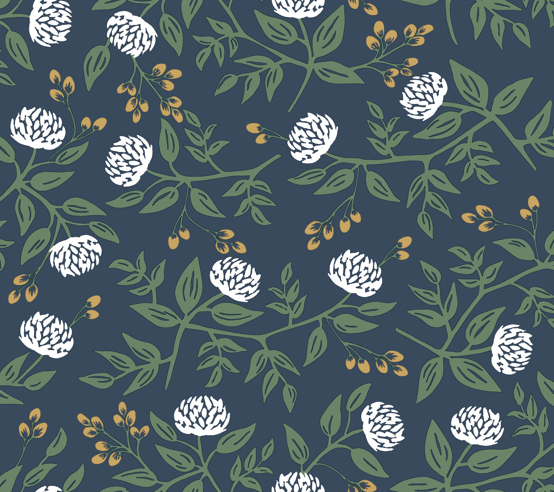 Peonies Floral Peel and Stick wallpaper in navy metallic color - pattern number PSW1687RL - by Rifle Paper Co in the Rifle Paper Co Fifth Edition Peel and Stick Wallpaper collection