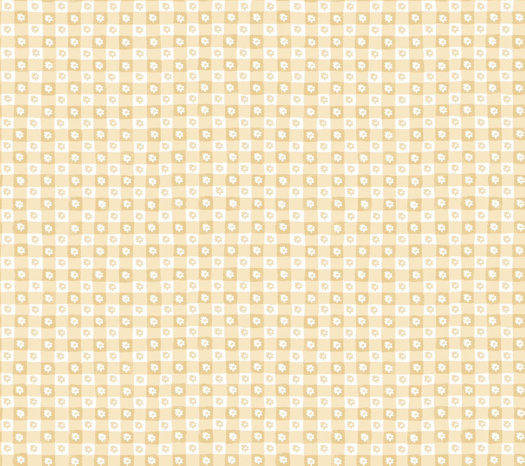 Daisy Gingham Floral Check Peel and Stick wallpaper in yellow color - pattern number PSW1692RL - by Rifle Paper Co in the Rifle Paper Co Fifth Edition Peel and Stick Wallpaper collection