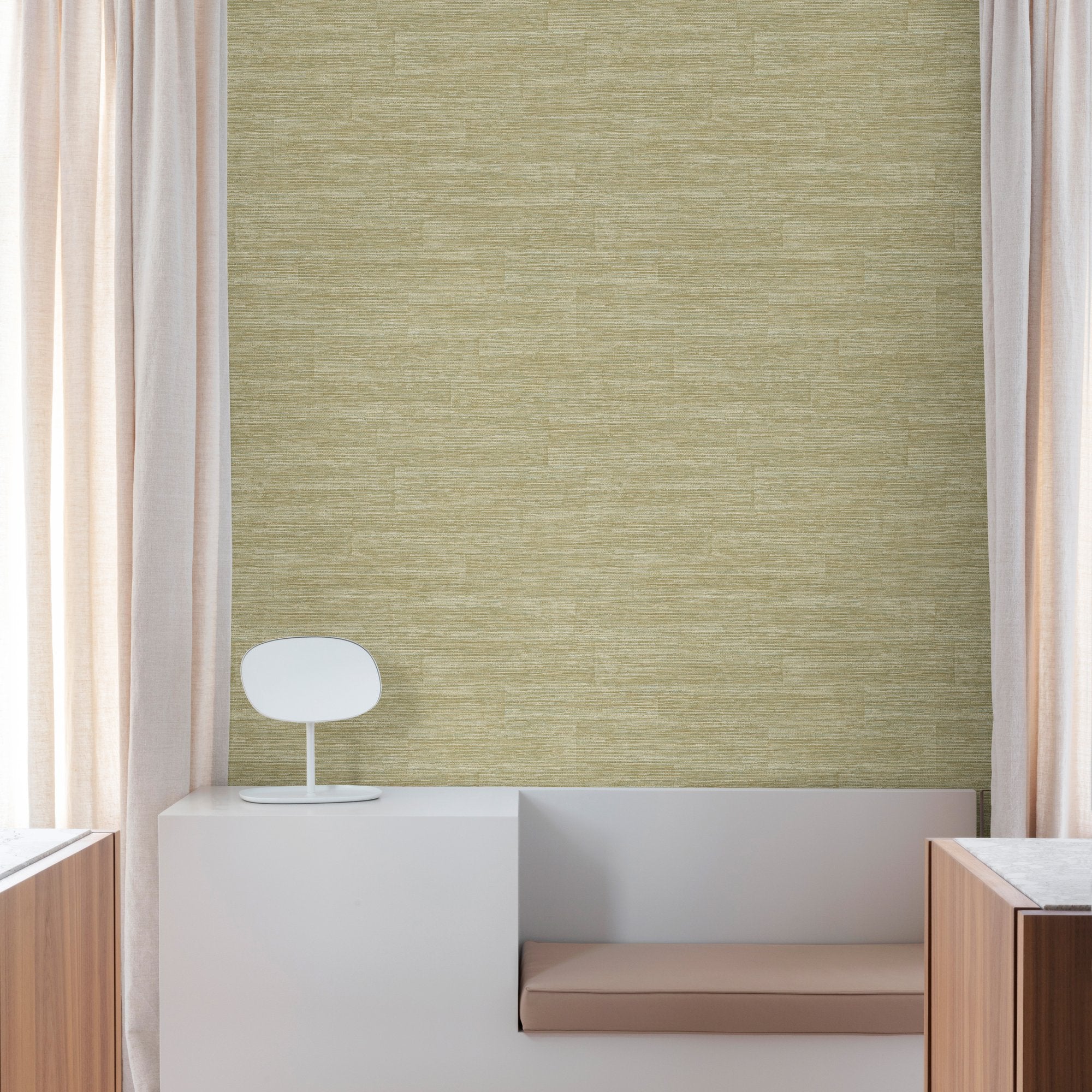 Textile Plain Wallpaper in beige color - pattern number PW1010 - by Grandeco in the Precious Weaves collection