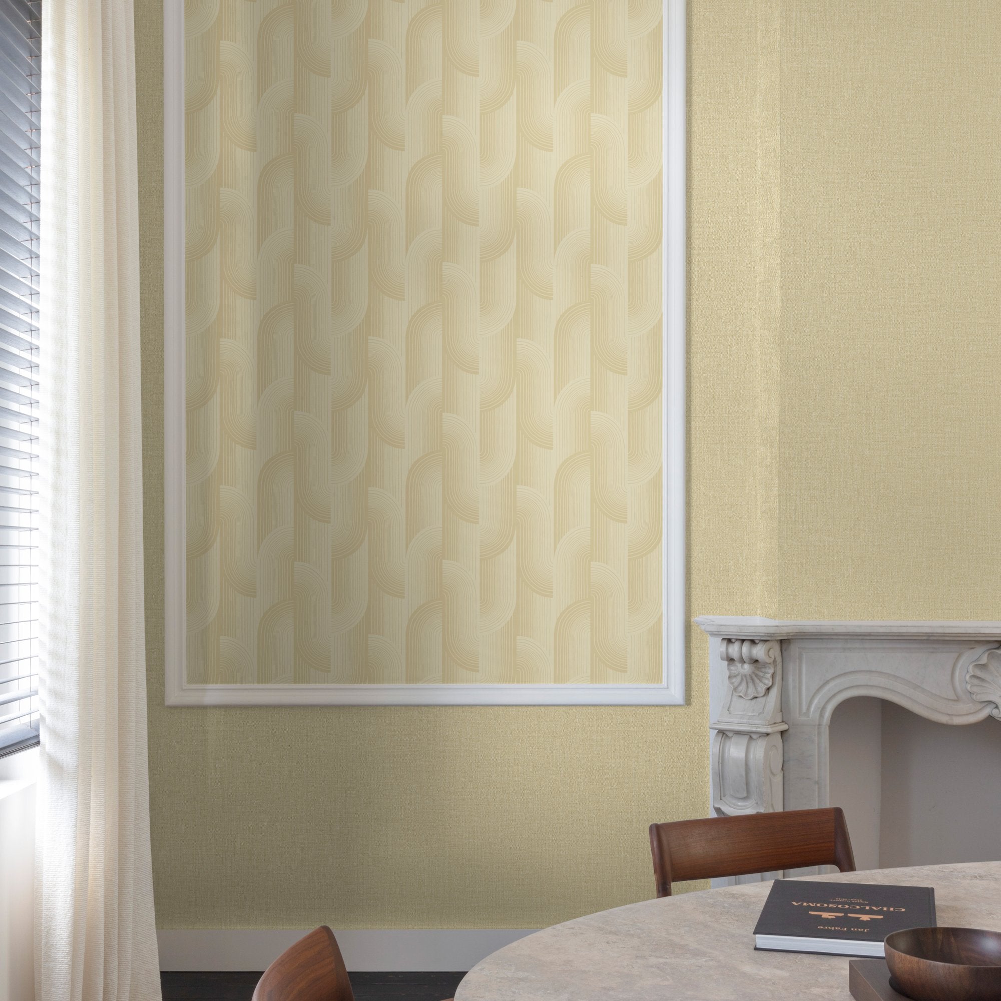 Geometric All-over Wallpaper in beige color - pattern number PW3105 - by Grandeco in the Precious Weaves collection