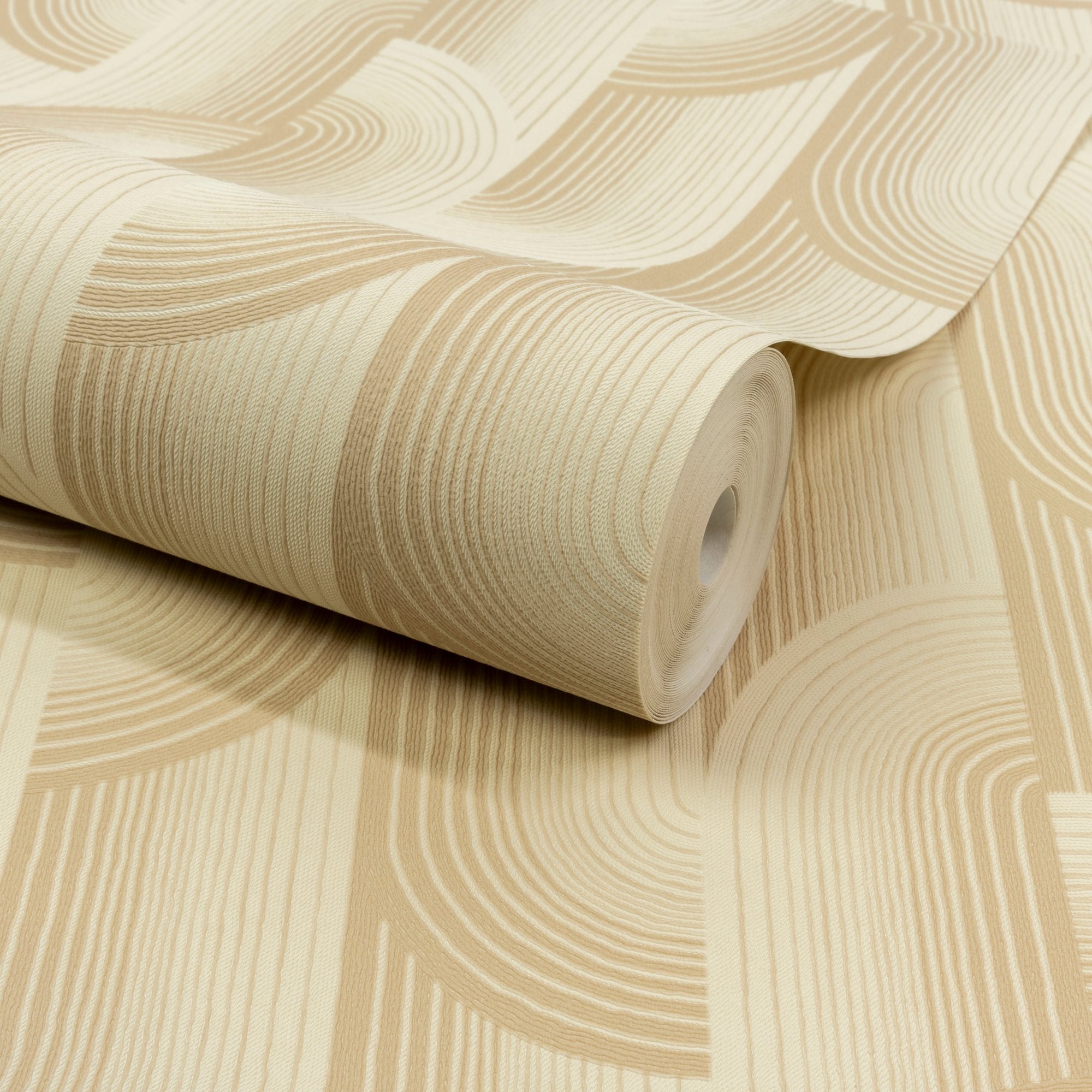 Geometric All-over Wallpaper in beige color - pattern number PW3105 - by Grandeco in the Precious Weaves collection