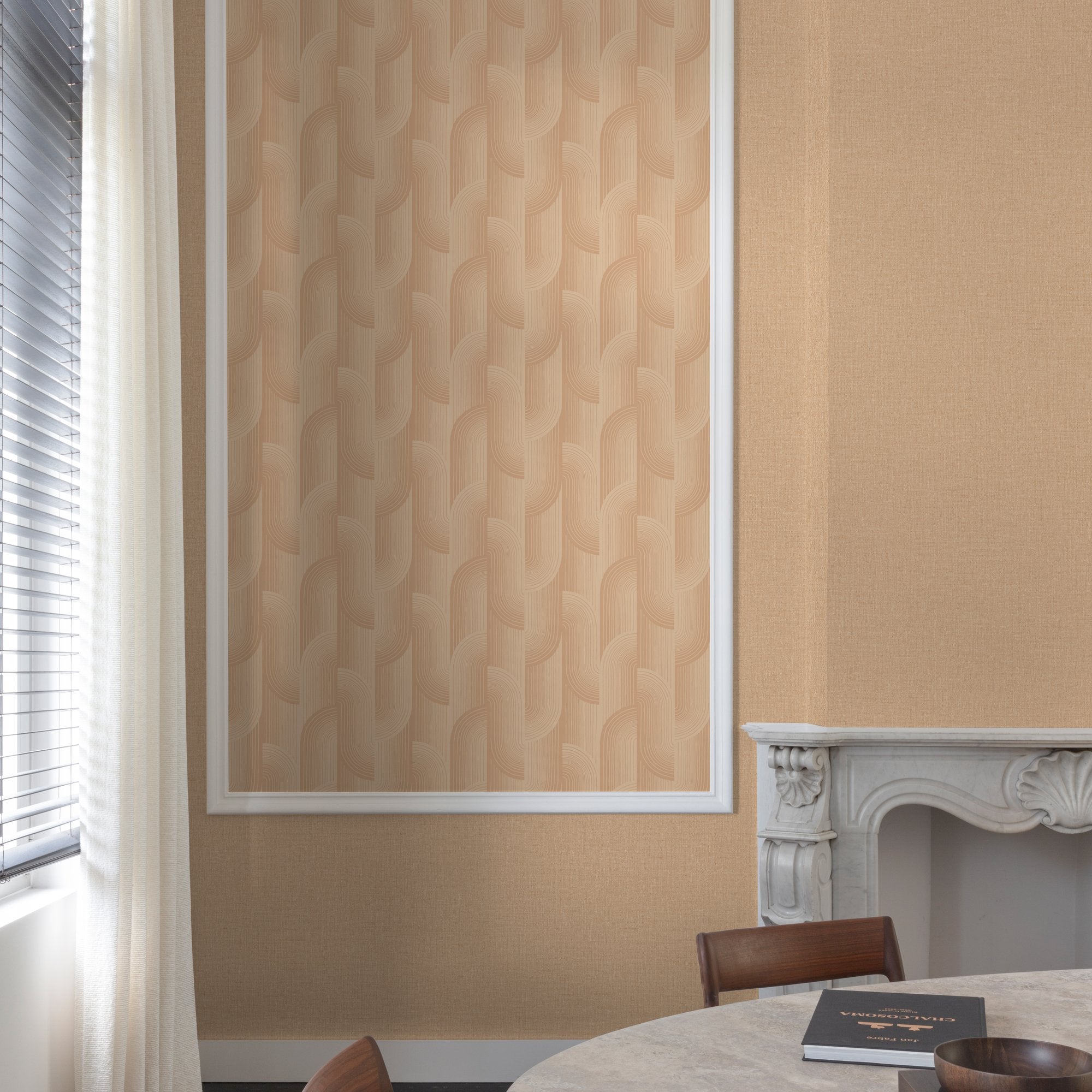 Geometric All-over Wallpaper in orange color - pattern number PW3112 - by Grandeco in the Precious Weaves collection