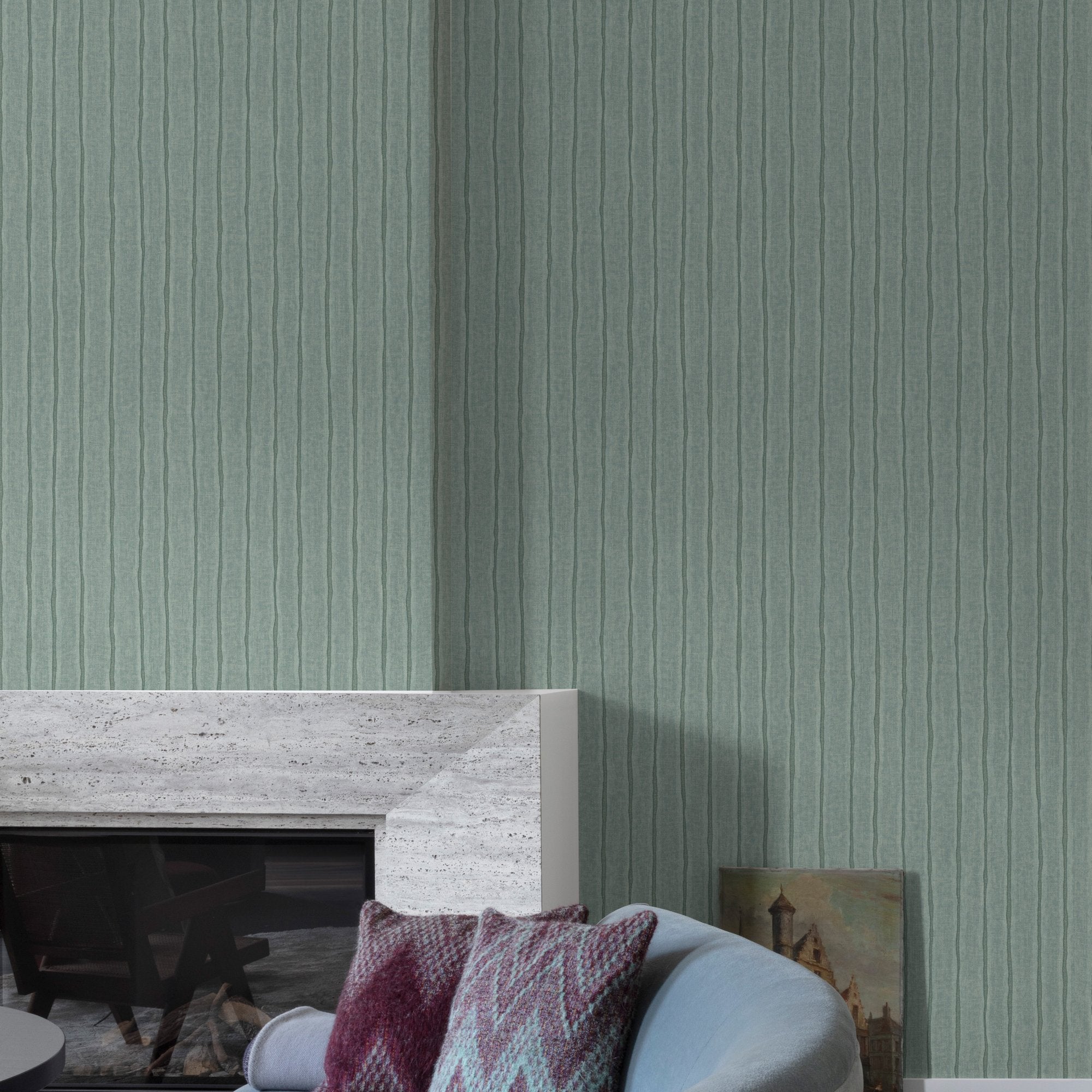 Irregular Stripes Wallpaper in blue color - pattern number PW4006 - by Grandeco in the Precious Weaves collection