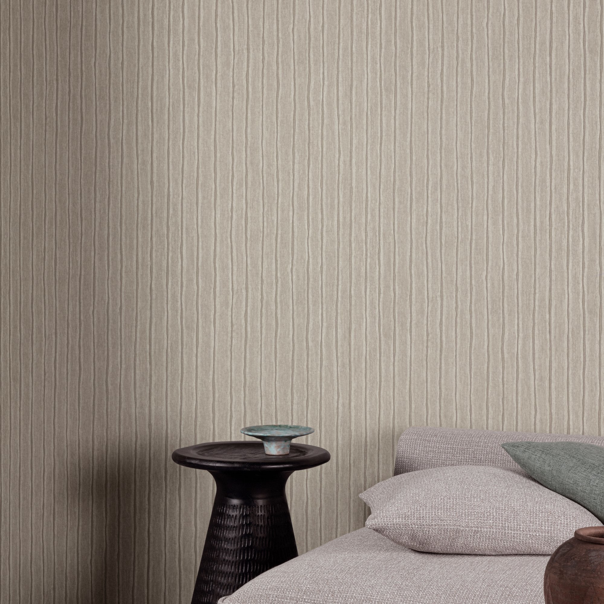 Irregular Stripes Wallpaper in brown color - pattern number PW4008 - by Grandeco in the Precious Weaves collection