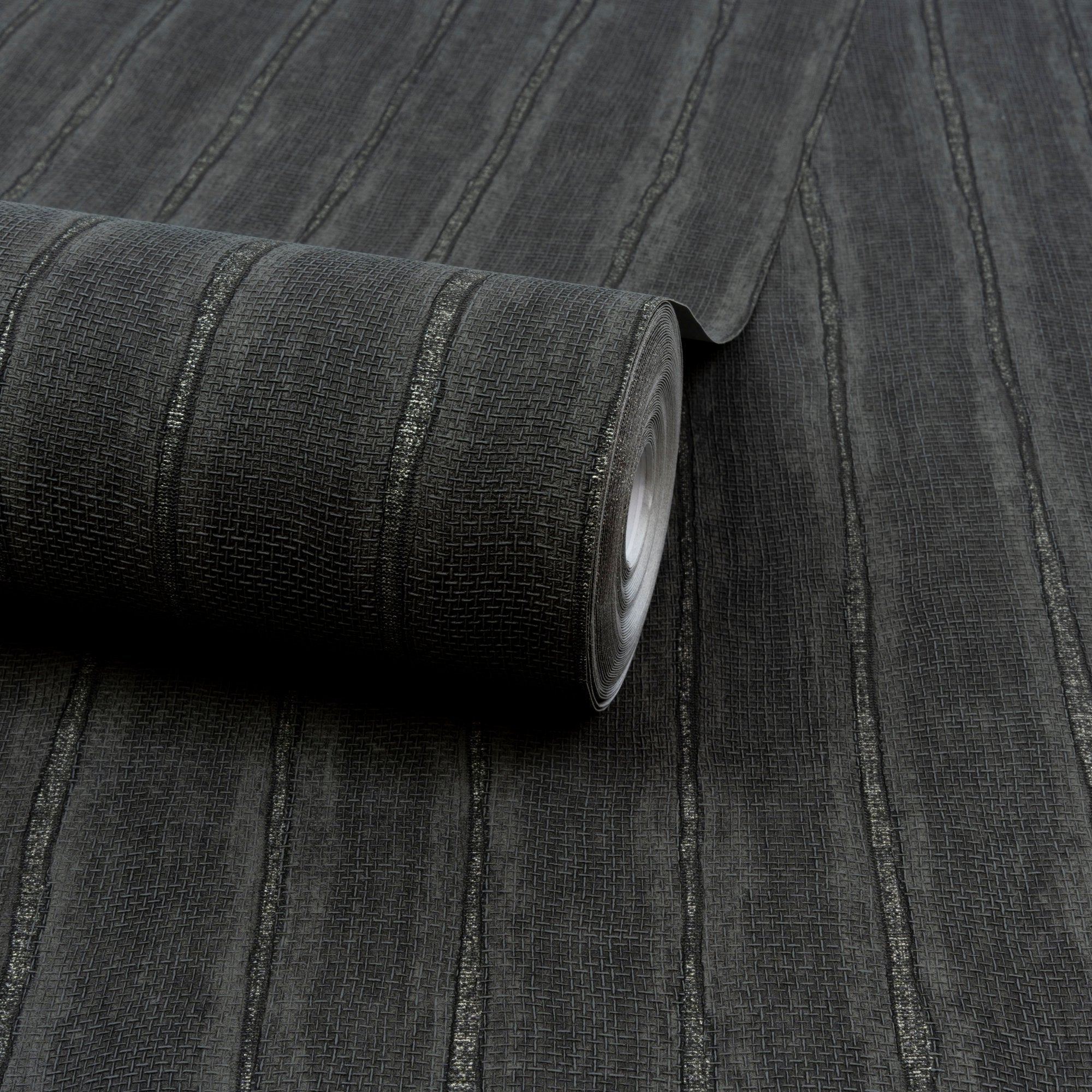 Irregular Stripes Wallpaper in black color - pattern number PW4009 - by Grandeco in the Precious Weaves collection