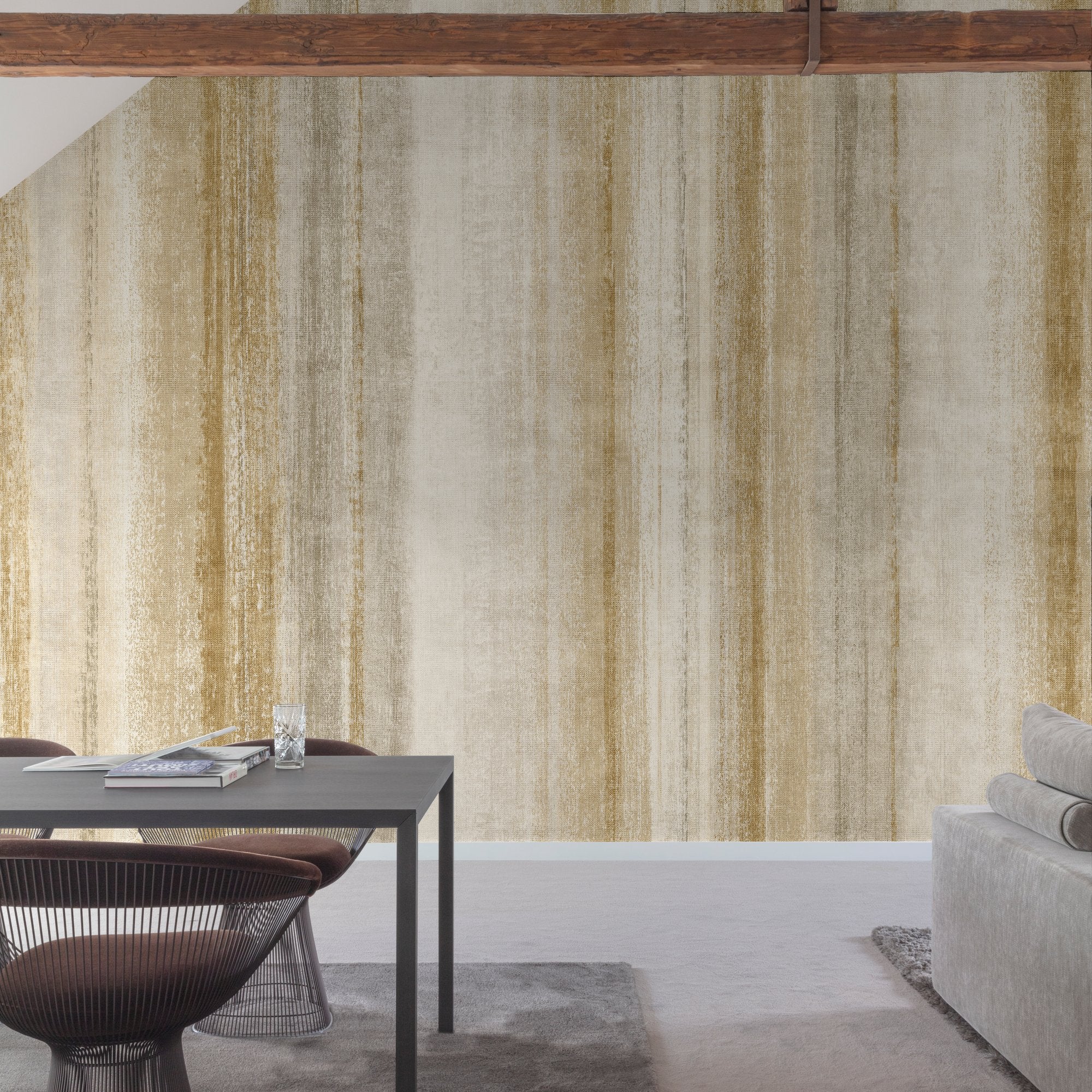 Styled Stripes 7 Panel Mural in beige color - pattern number PW6002 - by Grandeco in the Precious Weaves collection