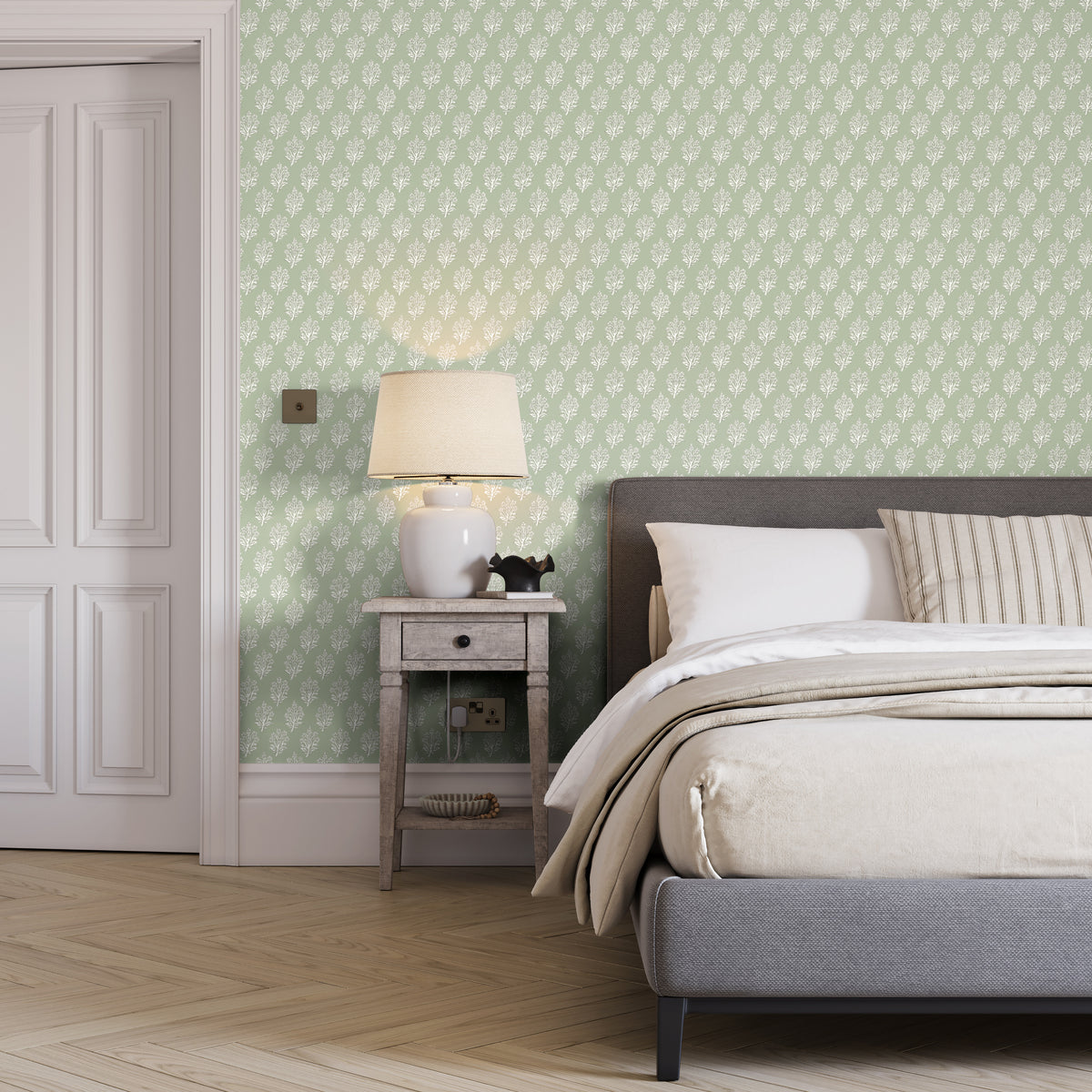 Dabu Wallpaper in Sage color - pattern number PWC100006.3.0 - by The Pure Edit in the Sustainable Wallcovering collection