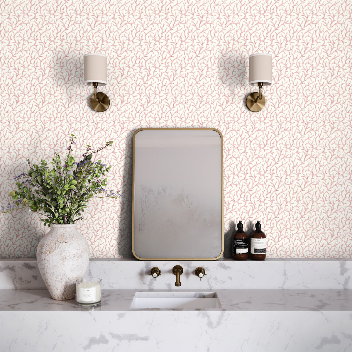 Inaya Wallpaper in Rose color - pattern number PWC100010.7.0 - by The Pure Edit in the Sustainable Wallcovering collection