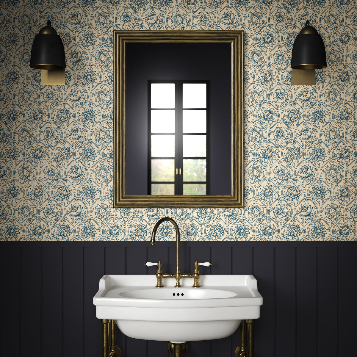 Lotus Wallpaper in Midnight color - pattern number PWC100013.50.0 - by The Pure Edit in the Sustainable Wallcovering collection