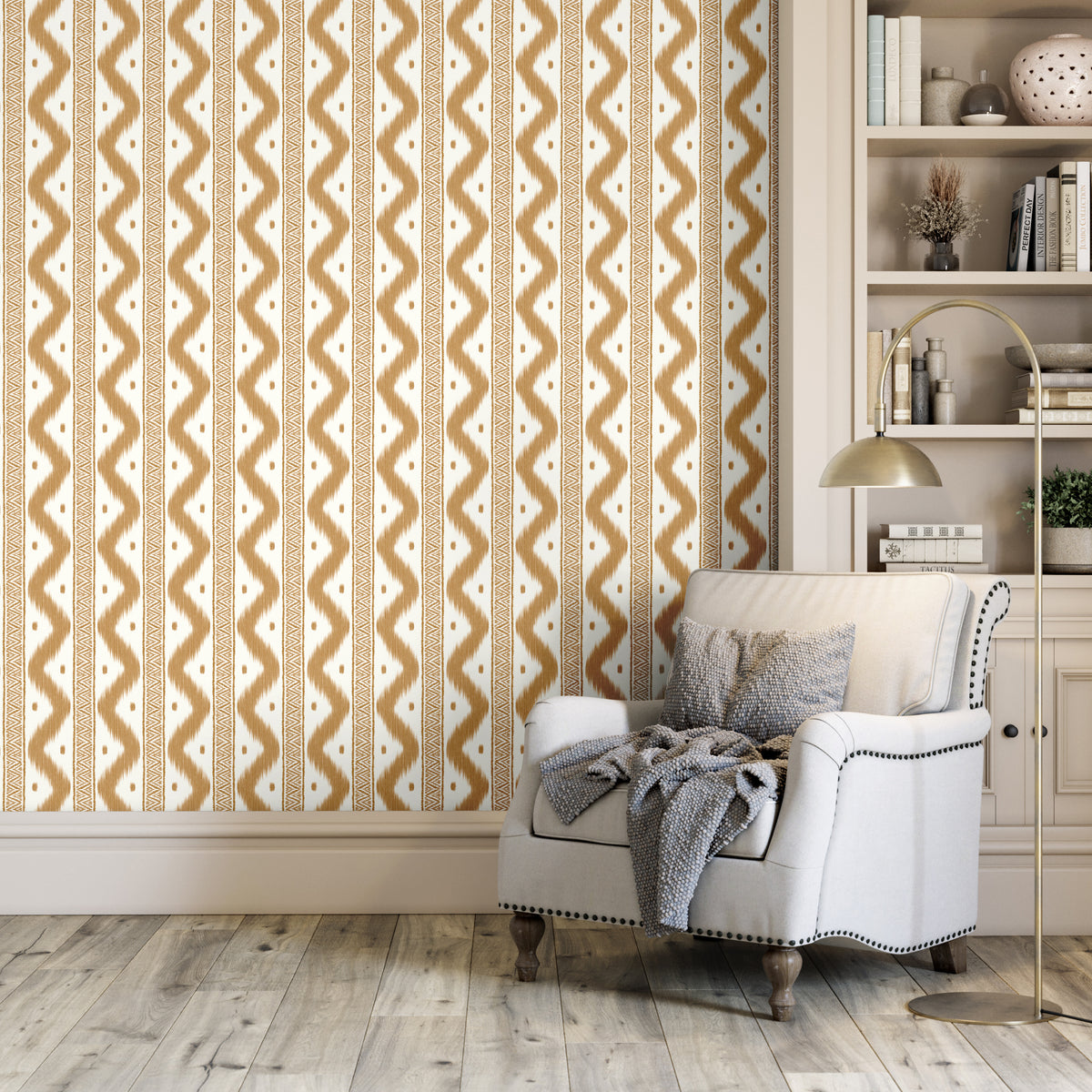 Zena Wallpaper in Amber color - pattern number PWC100027.1216.0 - by The Pure Edit in the Sustainable Wallcovering collection