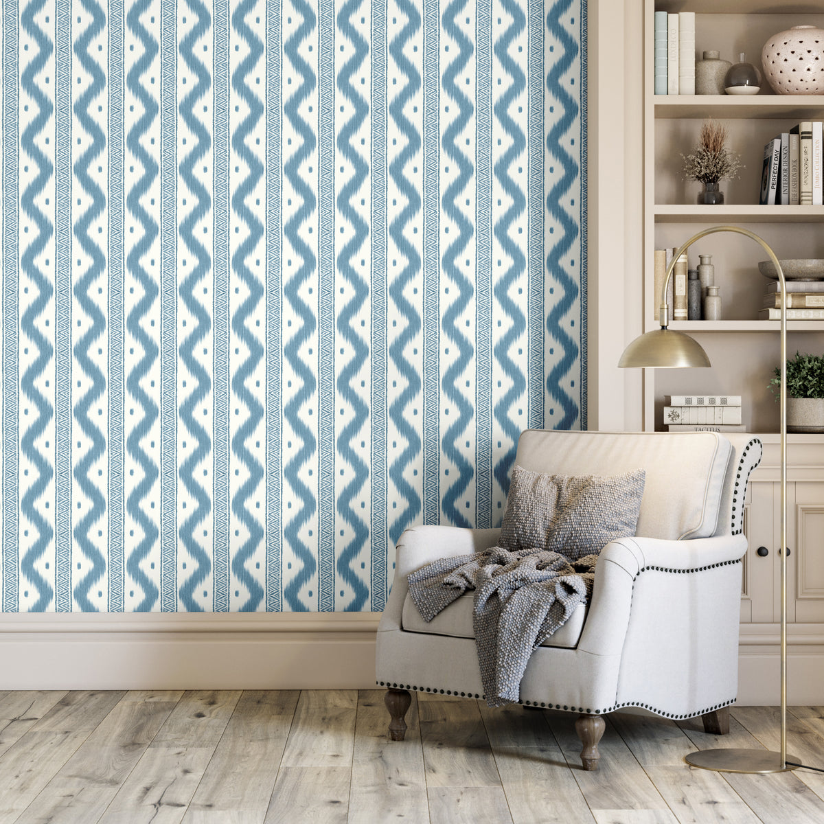 Zena Wallpaper in Chambray color - pattern number PWC100027.15.0 - by The Pure Edit in the Sustainable Wallcovering collection
