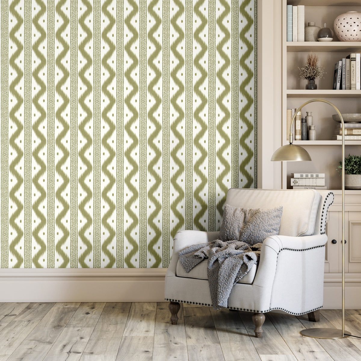 Zena Wallpaper in Moss color - pattern number PWC100027.23.0 - by The Pure Edit in the Sustainable Wallcovering collection