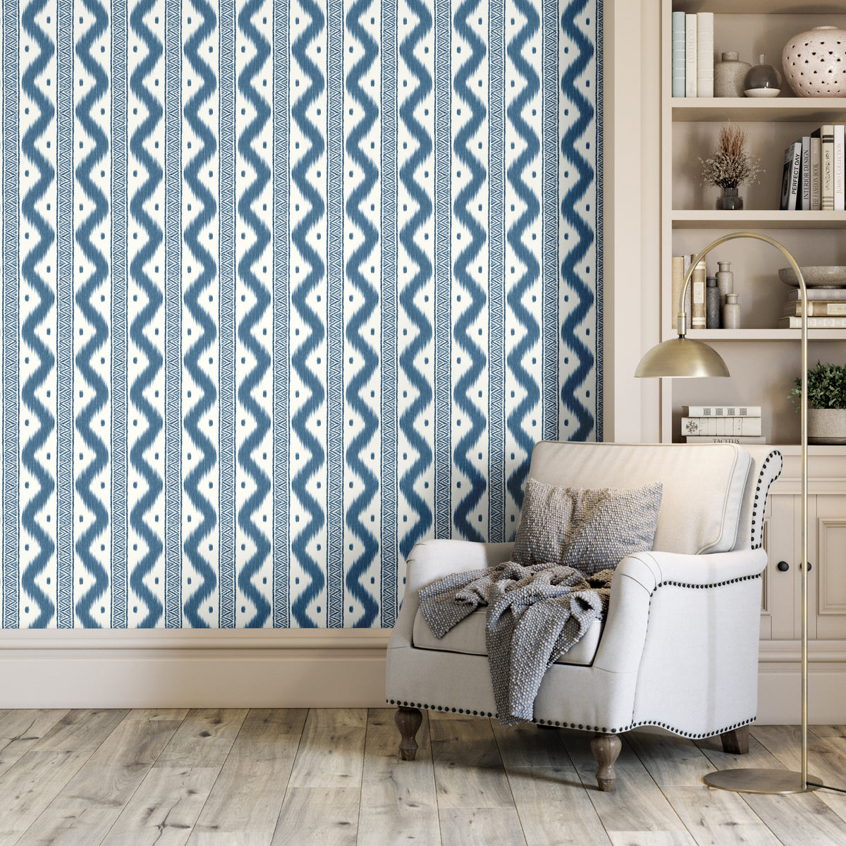Zena Wallpaper in Indigo color - pattern number PWC100027.50.0 - by The Pure Edit in the Sustainable Wallcovering collection
